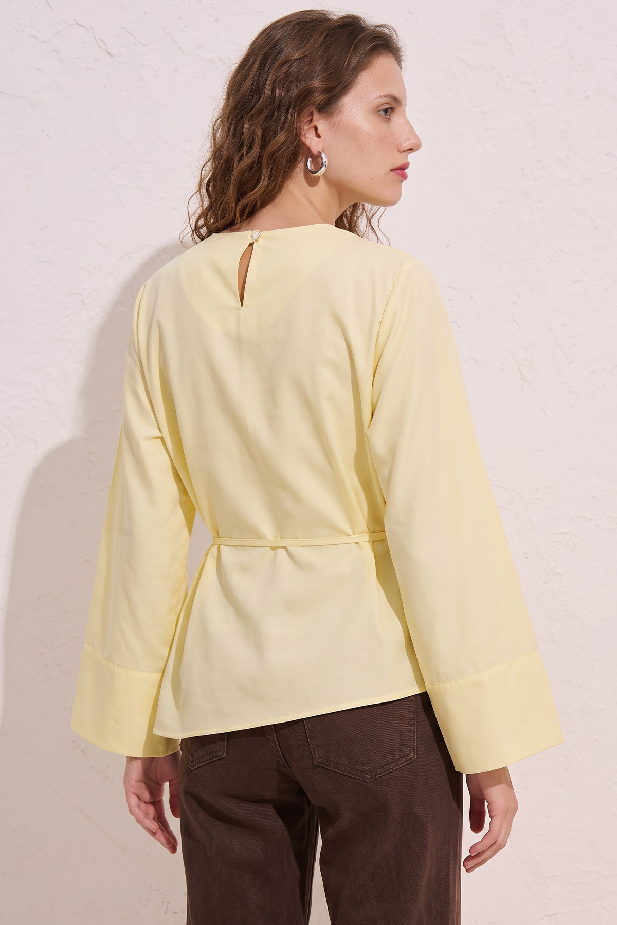 Verev Kesim Bluz Y0160 - SARI | zenne.com 