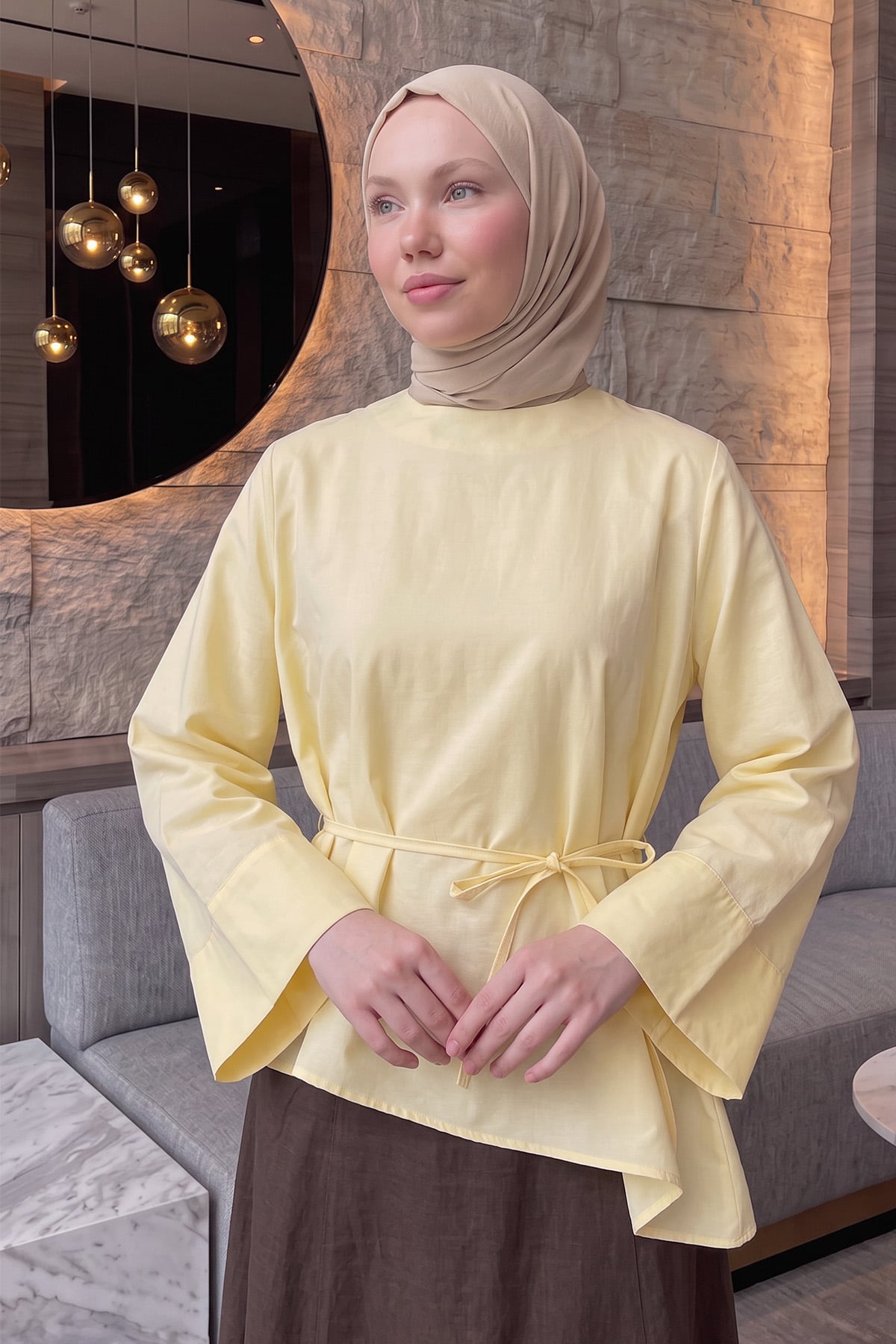 Verev Kesim Bluz Y0160 - SARI |  
