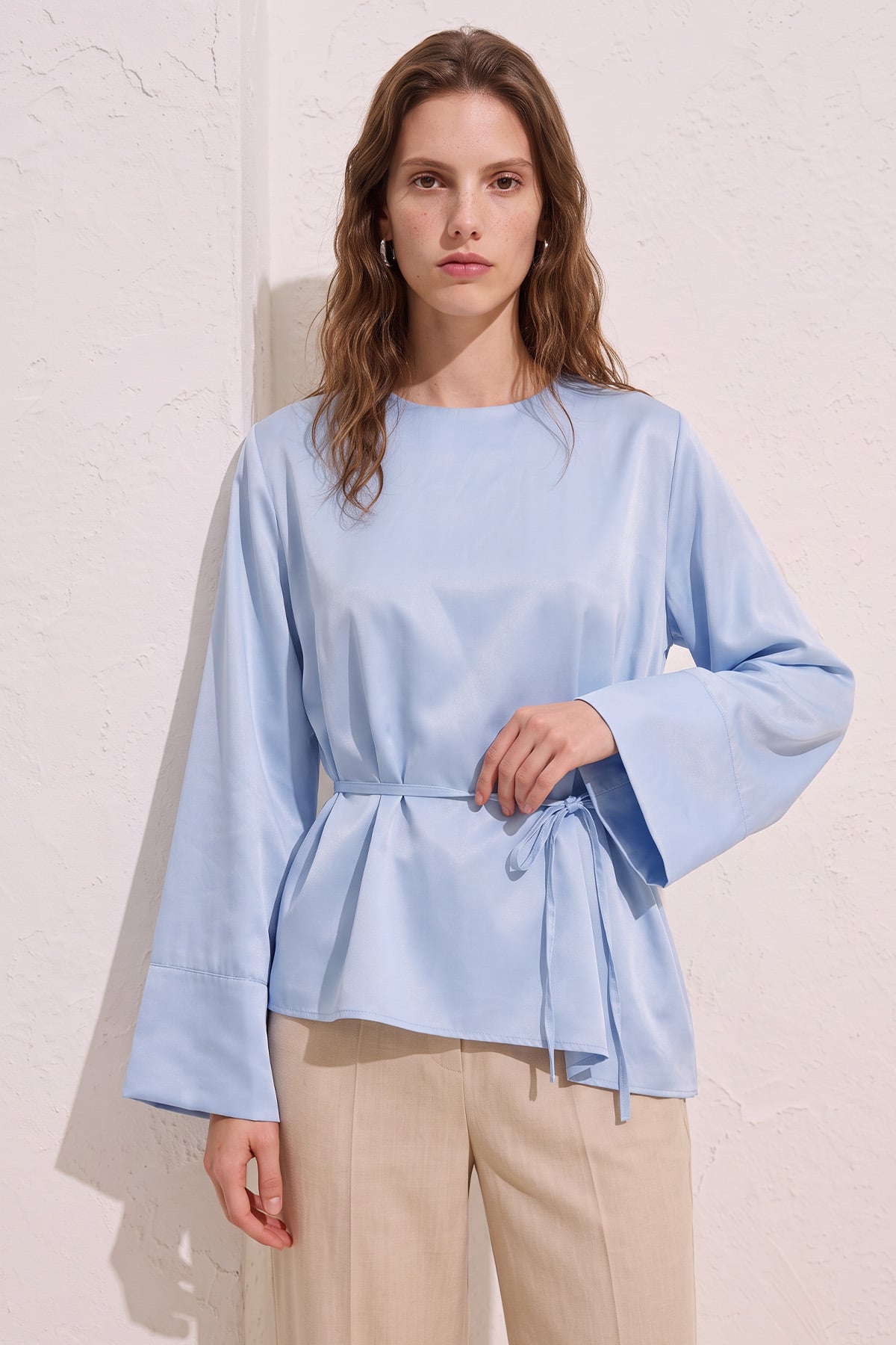 Verev Kesim Bluz Y0160 - BEBE MAVİSİ |  