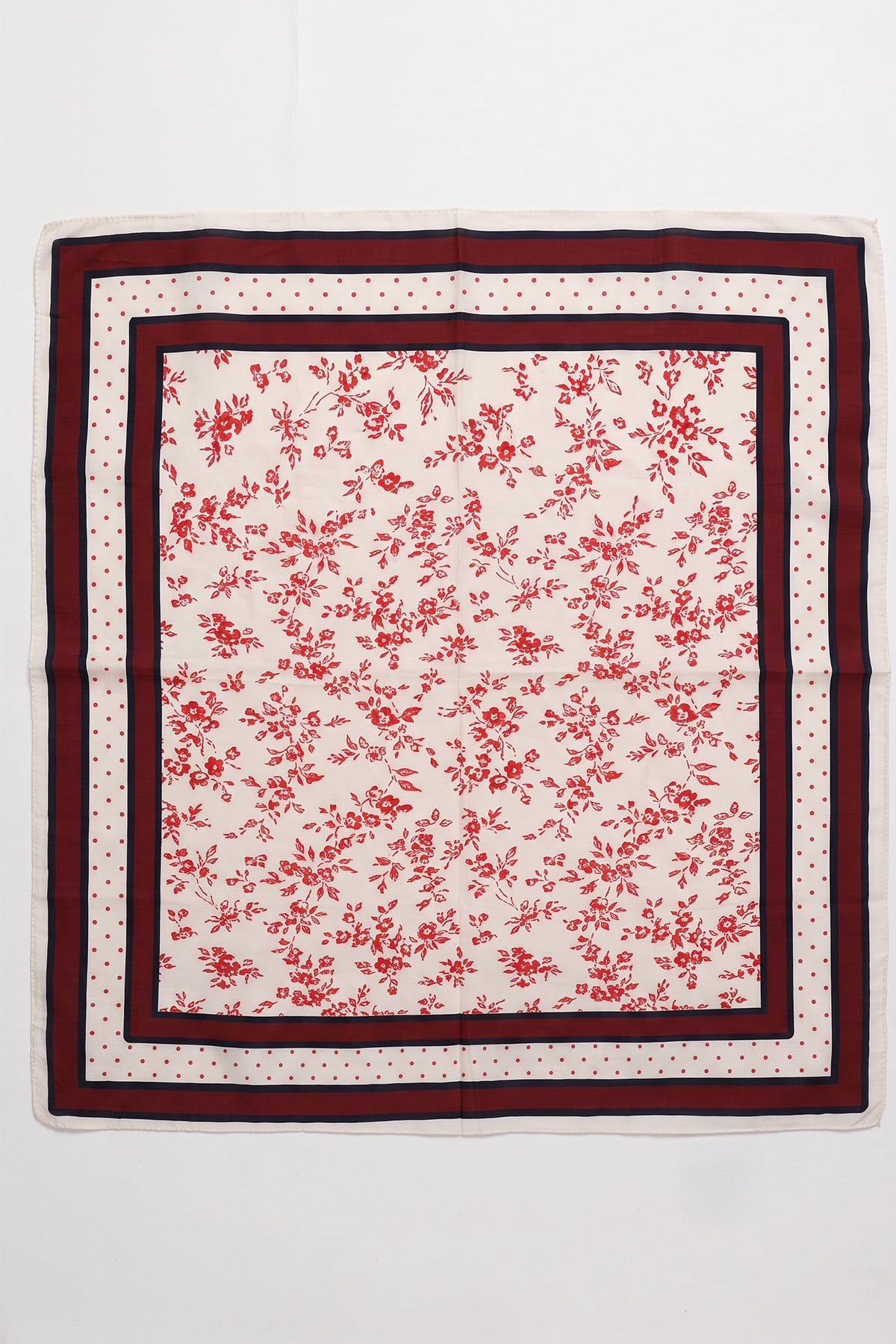 Desenli  Naida Eşarp 8039 - BORDO EKRU  |  