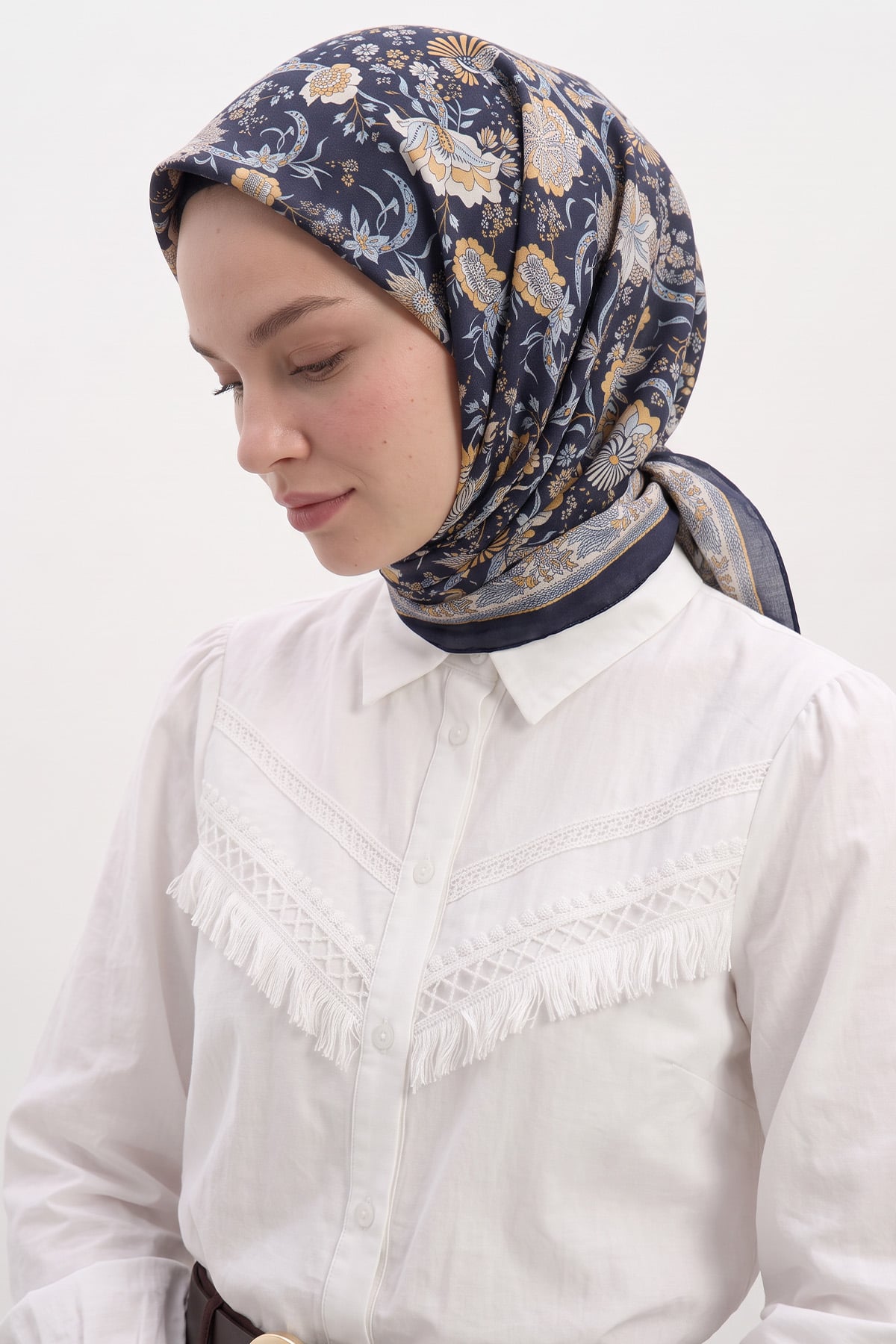  Nostaljik Bahçe Aqua Soft Eşarp 8046 - LACİ SARI |  