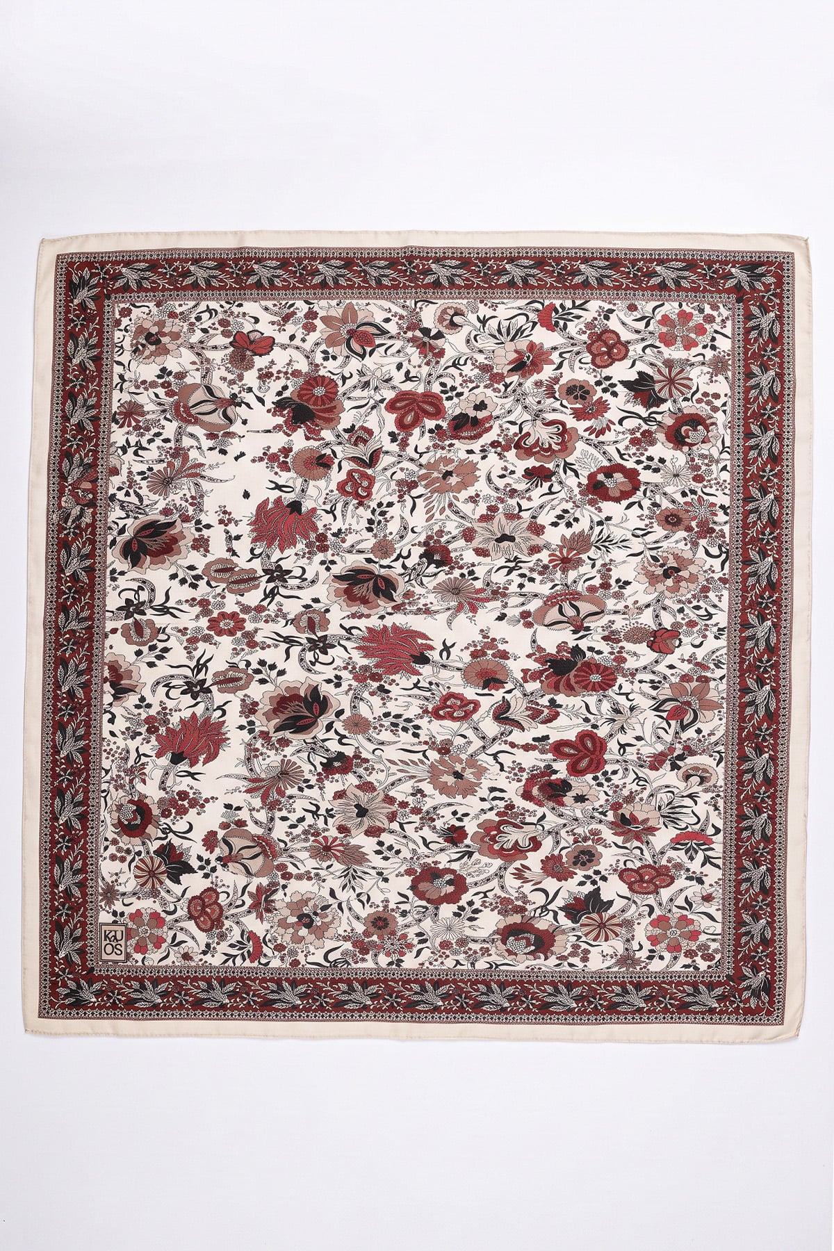  Nostaljik Bahçe Aqua Soft Eşarp 8046 - BORDO BEJ |  