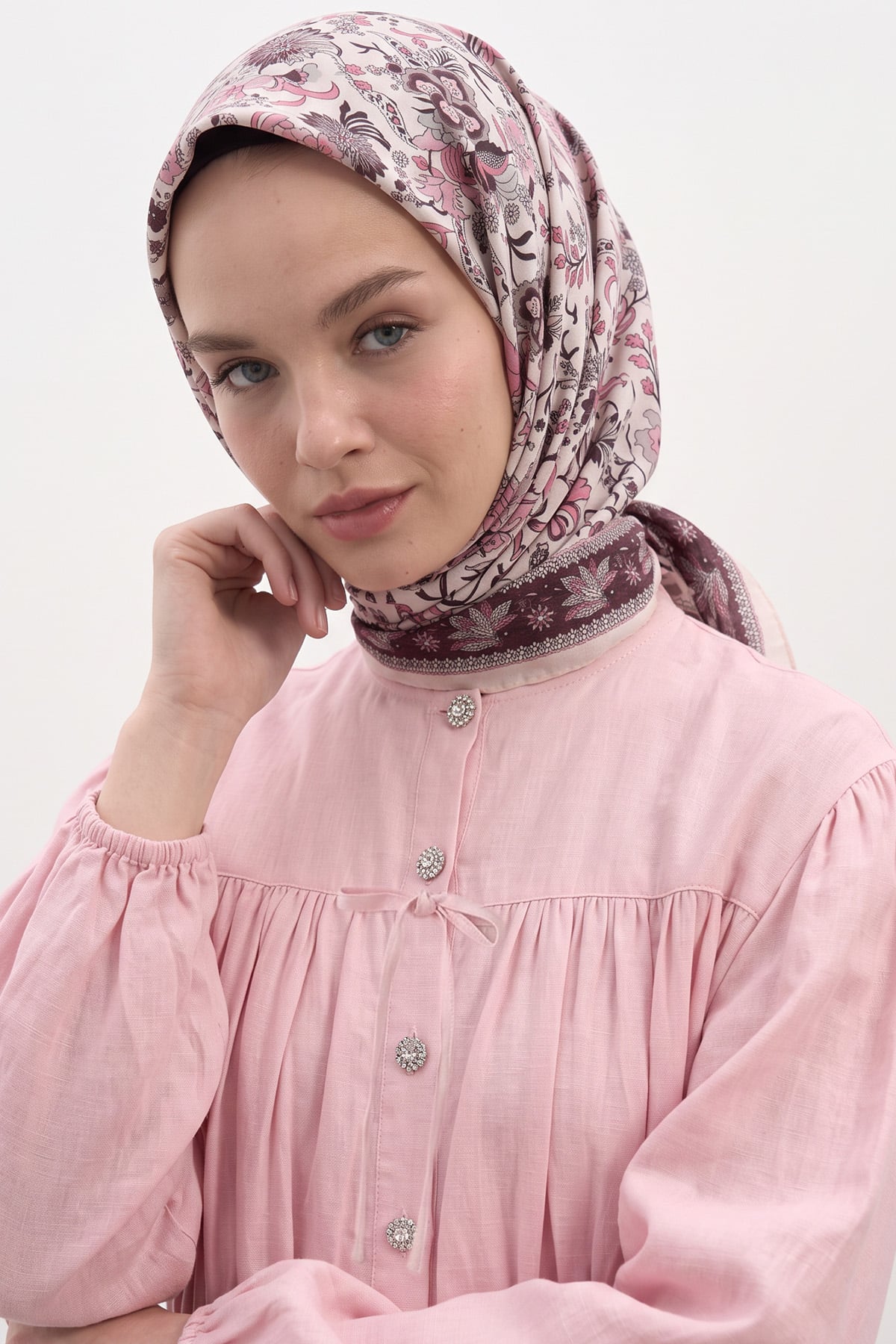  Nostaljik Bahçe Aqua Soft Eşarp 8046 - MÜRDÜM PEMBE |  