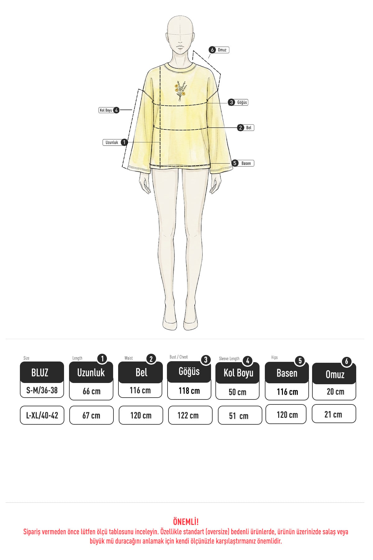 Çiçek Nakışlı Penye Bluz 13137 - KAHVERENGİ  |  