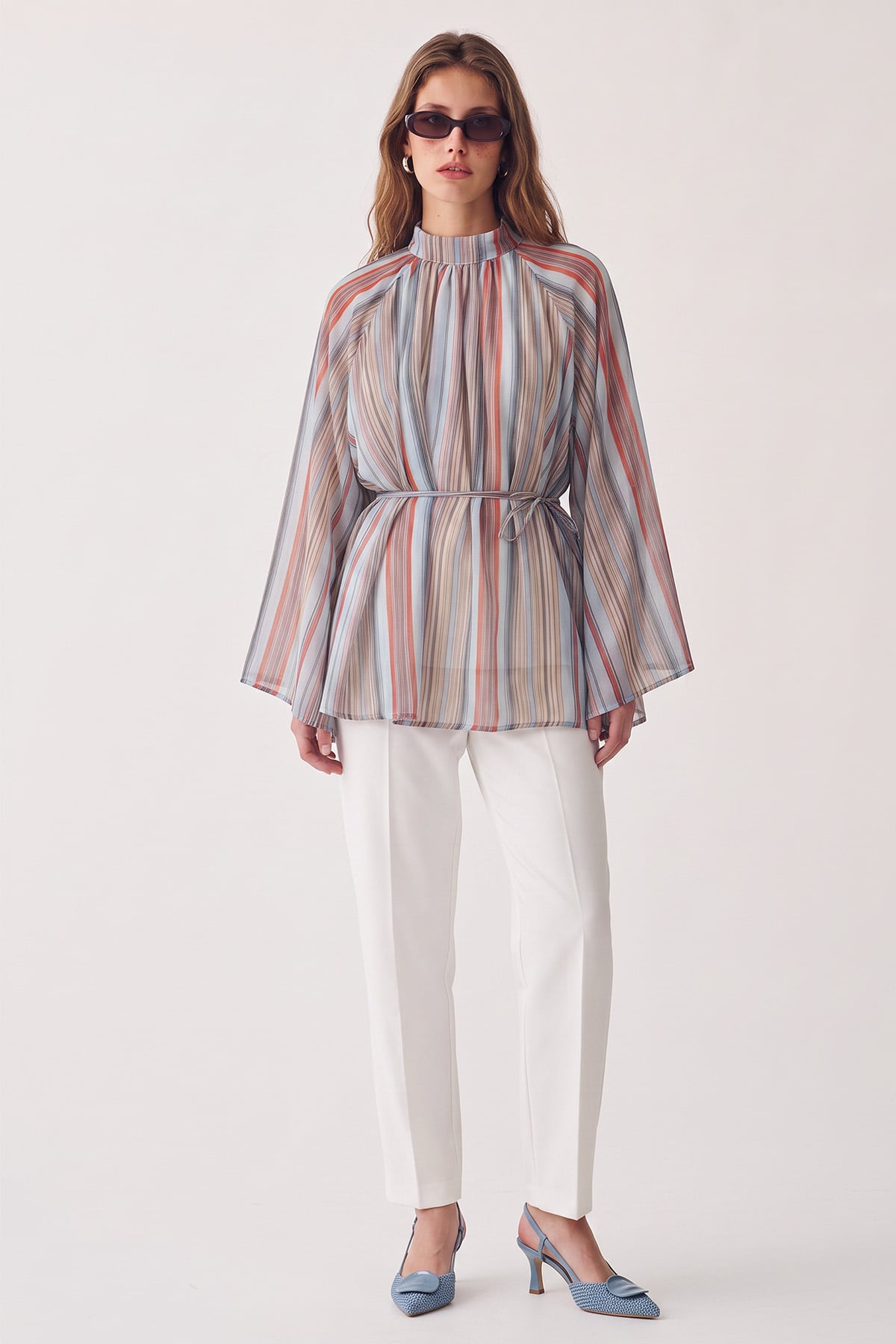Çizgili Reglan Kol Tunik 260203 - MAVİ  |  