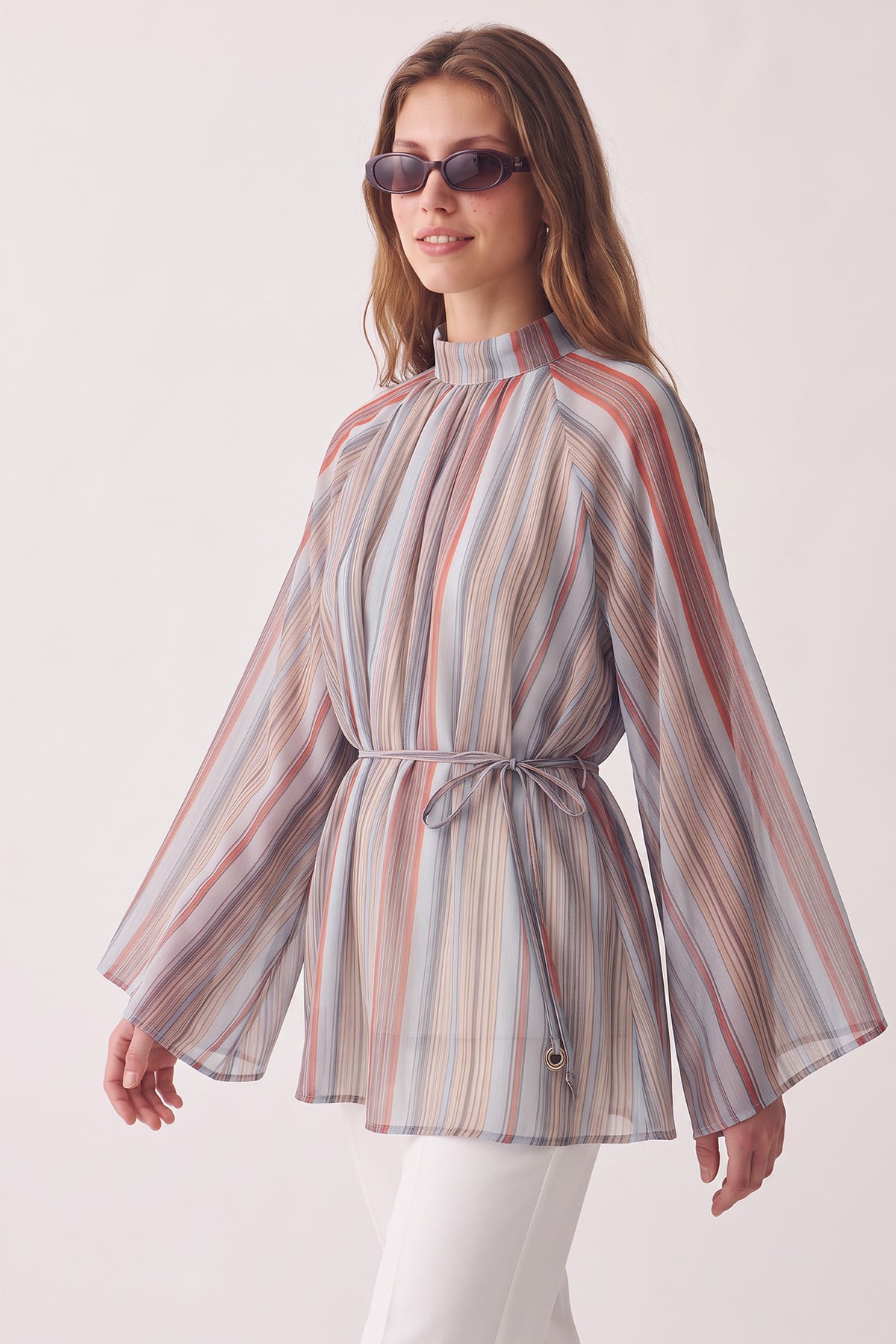 Çizgili Reglan Kol Tunik 260203 - MAVİ  |  