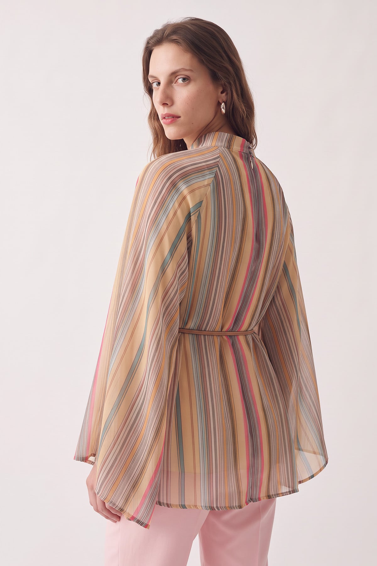 Çizgili Reglan Kol Tunik 260203 - SARI |  