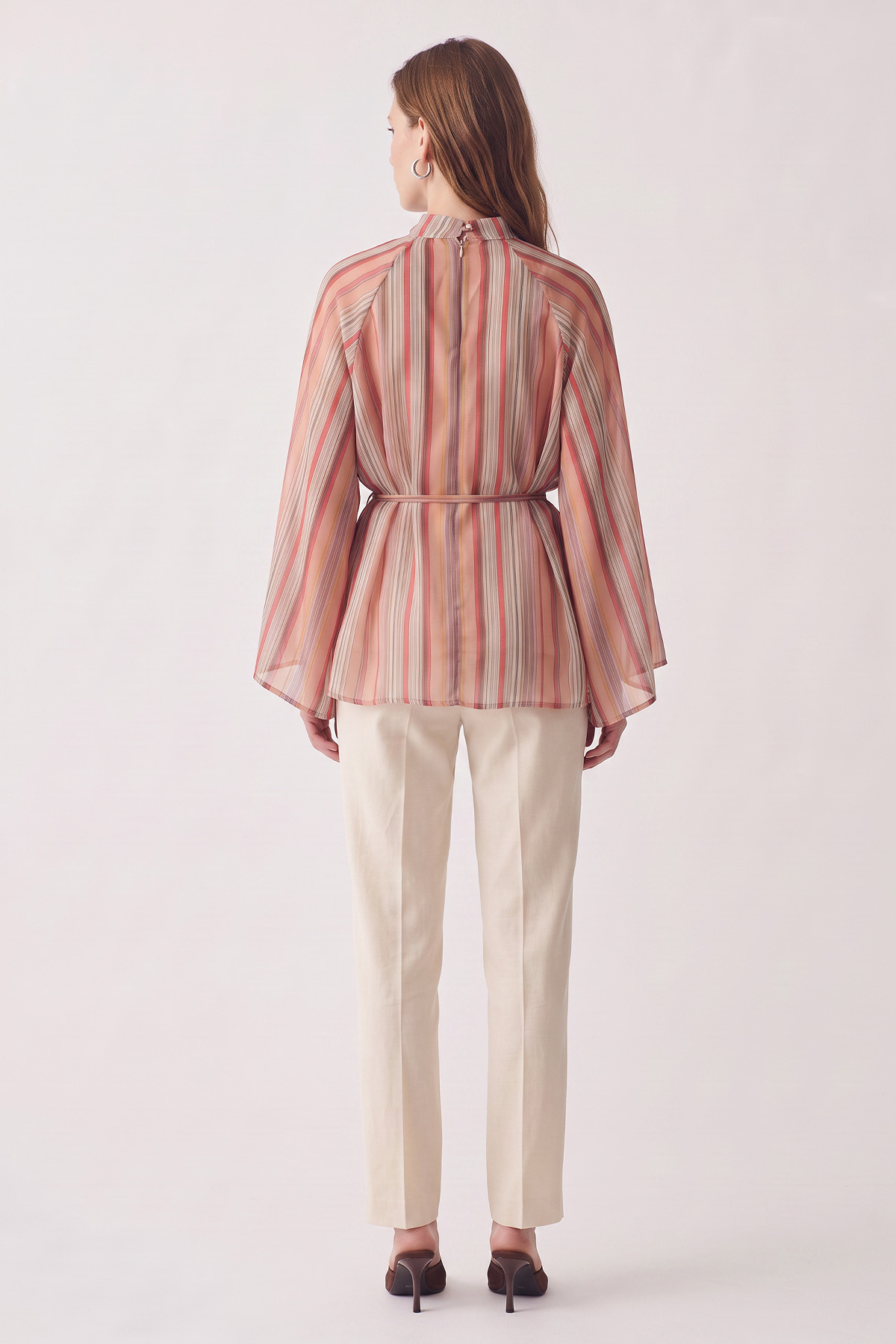 Çizgili Reglan Kol Tunik 260203 - NAR ÇİÇEĞİ |  