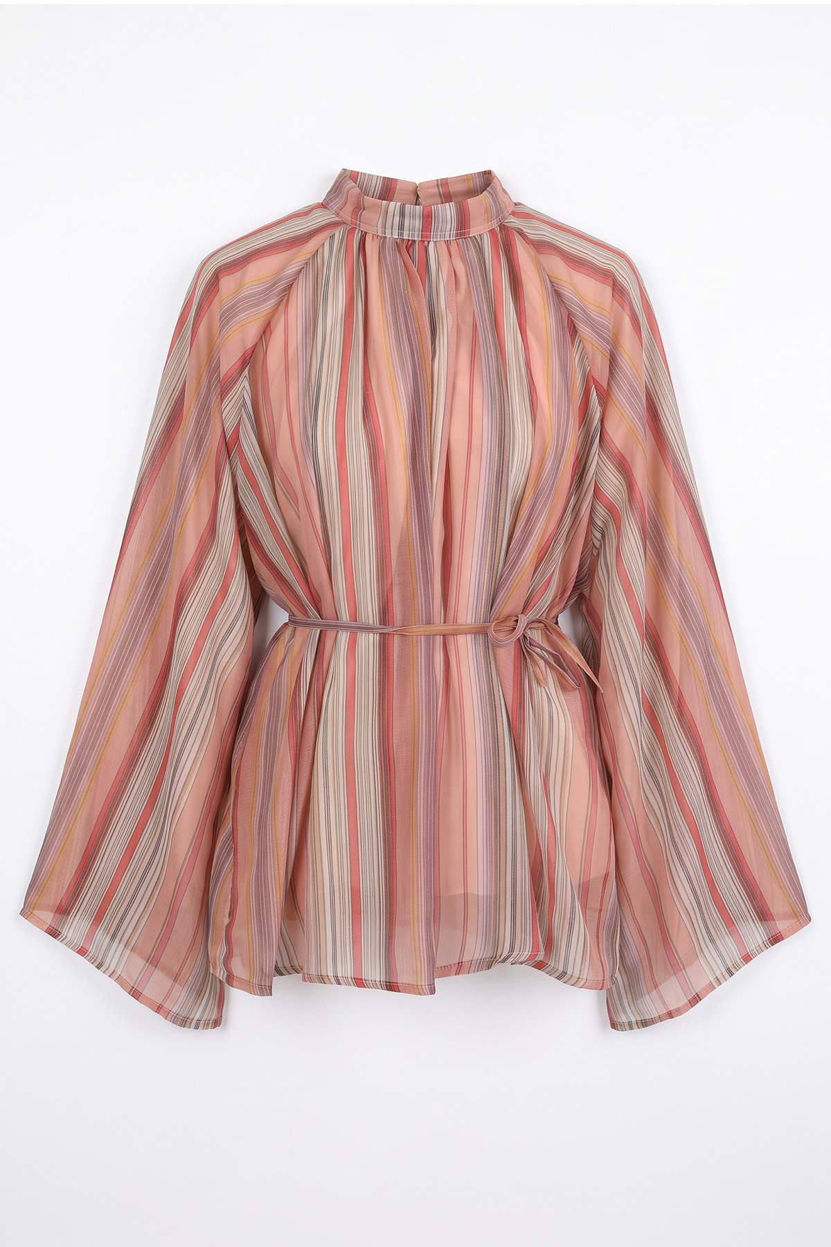 Çizgili Reglan Kol Tunik 260203 - NAR ÇİÇEĞİ |  