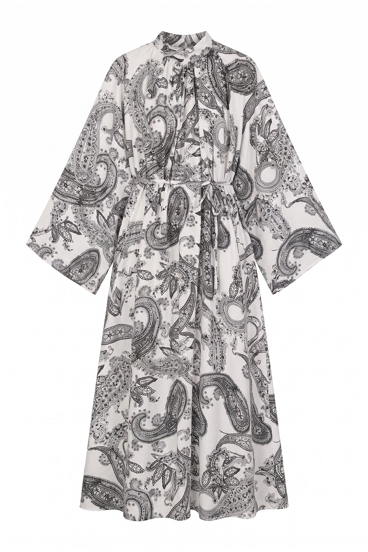 Buta Desenli  Elbise Y0165 - BEYAZ |  