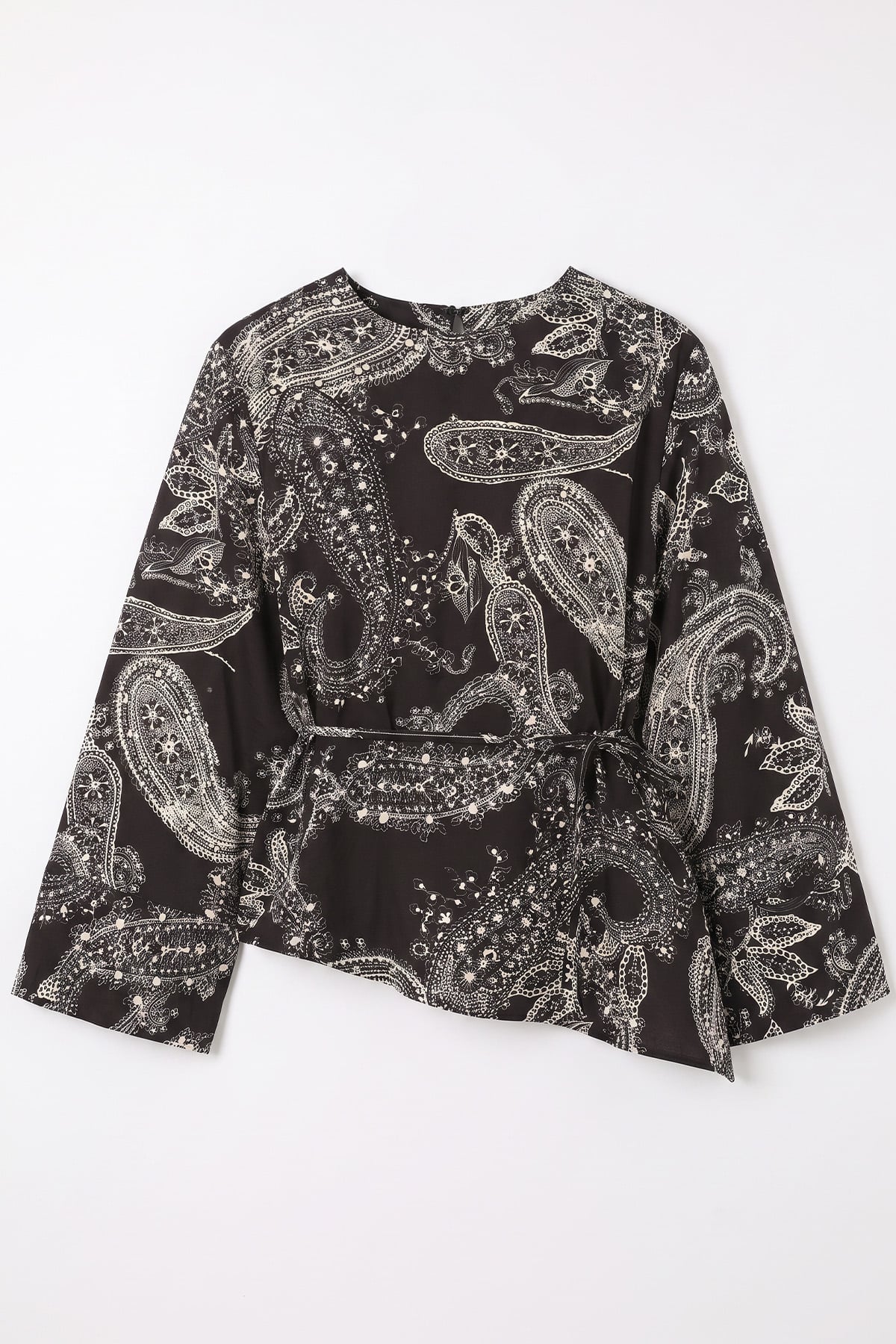 Buta Desenli Asimetrik Bluz Y0166 - KOYU KAHVE  |  
