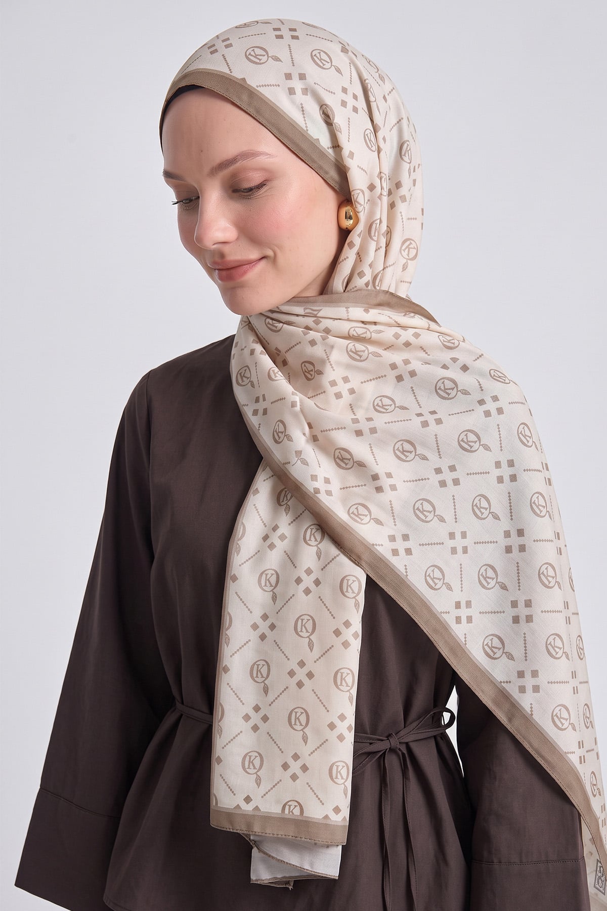 Dama K Desenli Aqua Soft Şal 4076 - BEJ |  