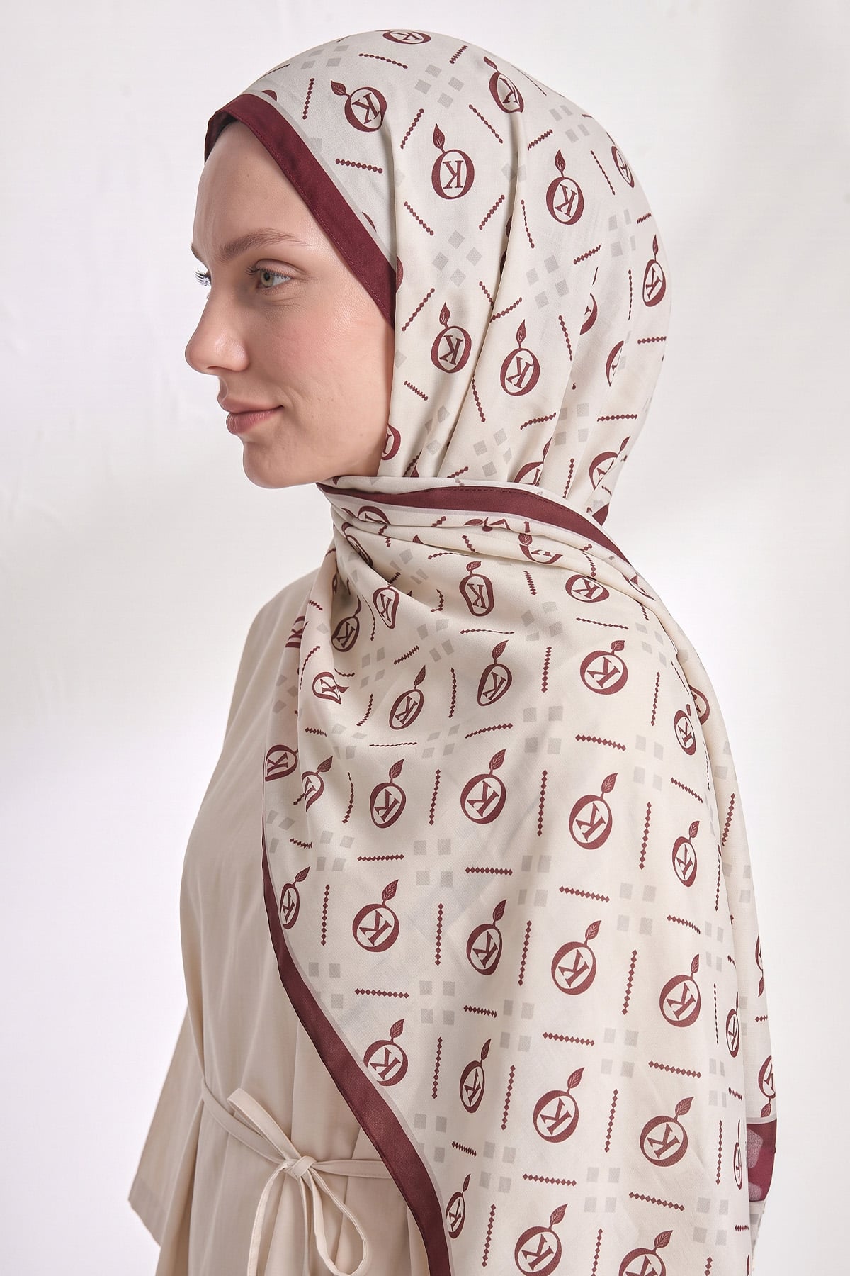 Dama K Desenli Aqua Soft Şal 4076 - BORDO |  
