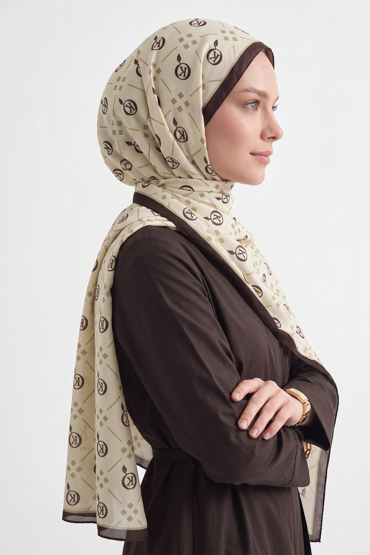 Dama K Desenli Aqua Soft Şal 4076 - BEJ KAHVE |  