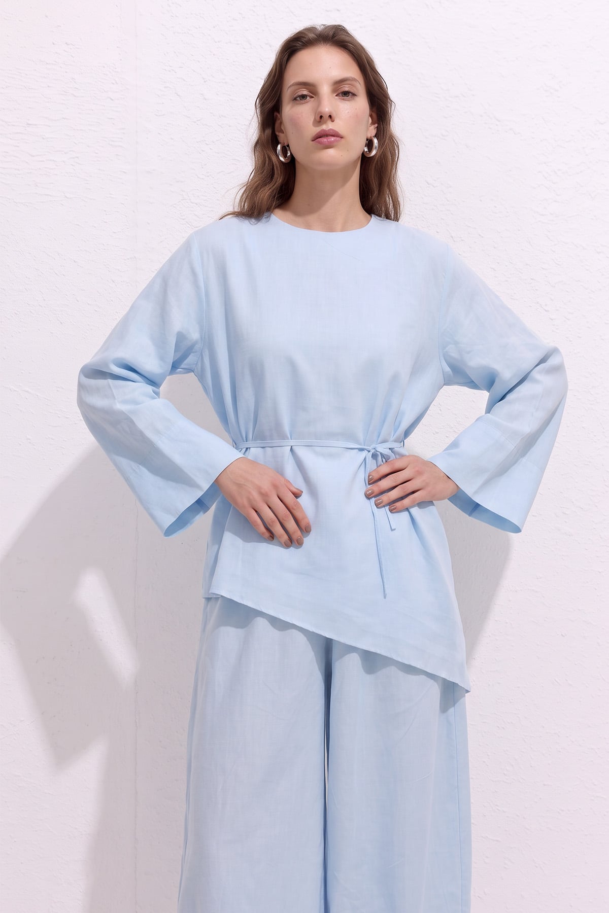 Asimetrik Vual Takım Y0161 - BEBE MAVİSİ |  