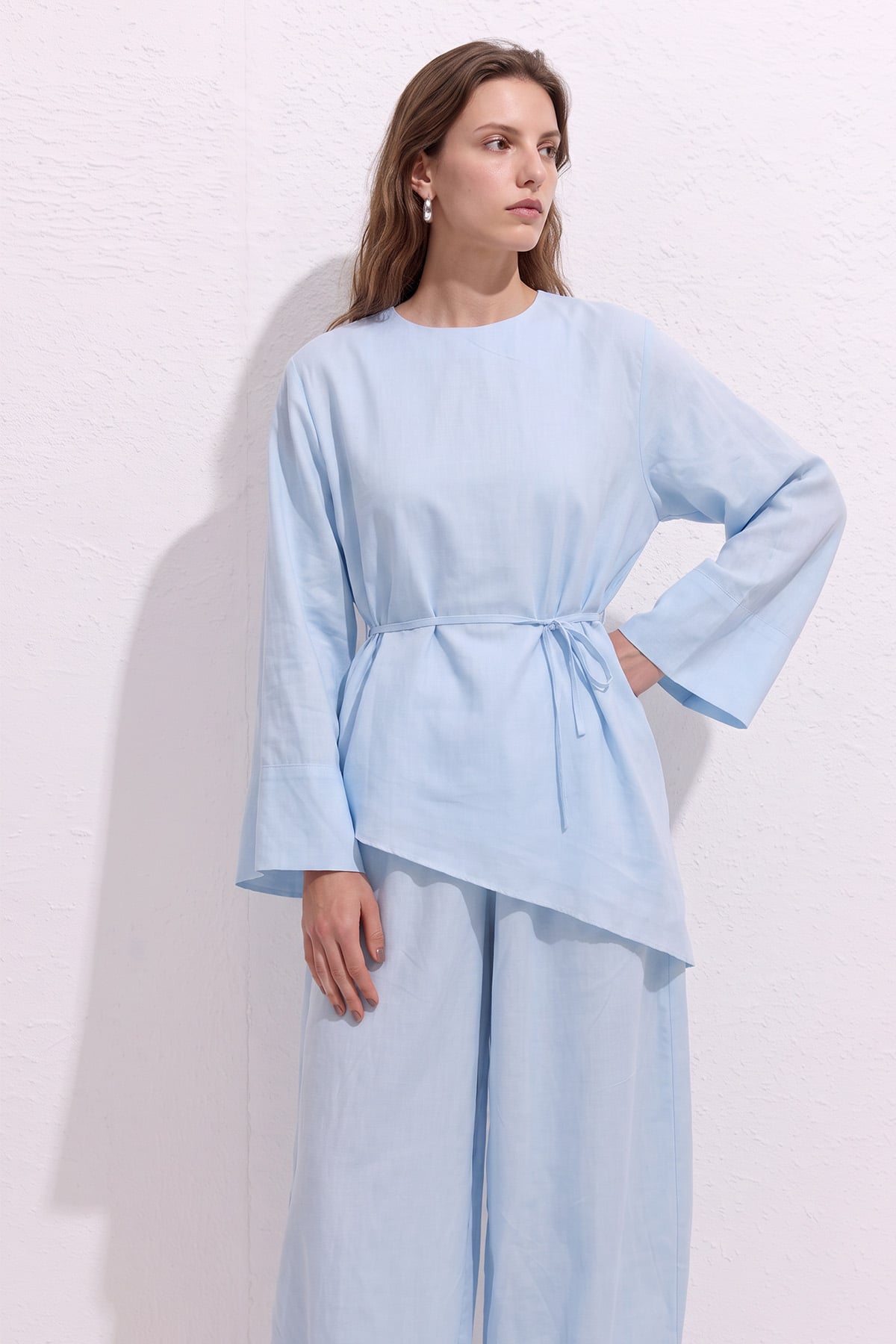 Asimetrik Vual Takım Y0161 - BEBE MAVİSİ |  
