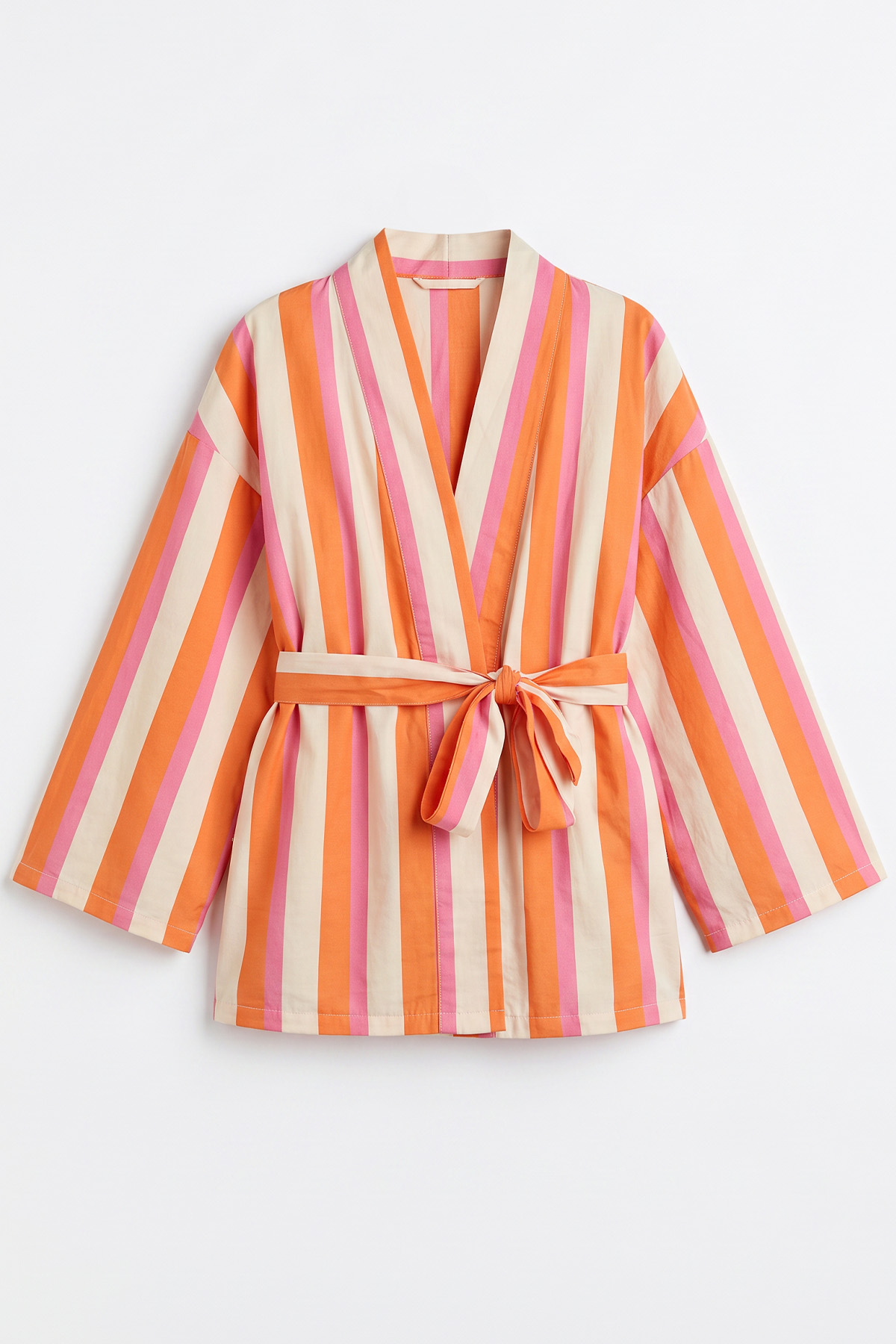 Çizgili Kimono Y0167 - MERCAN | zenne.com 