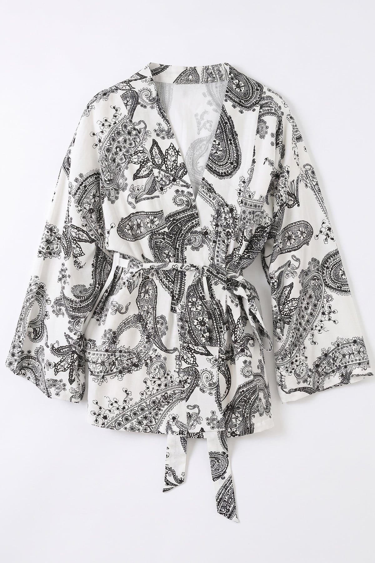  Buta Desenli Kimono Y0167 - BEYAZ |  