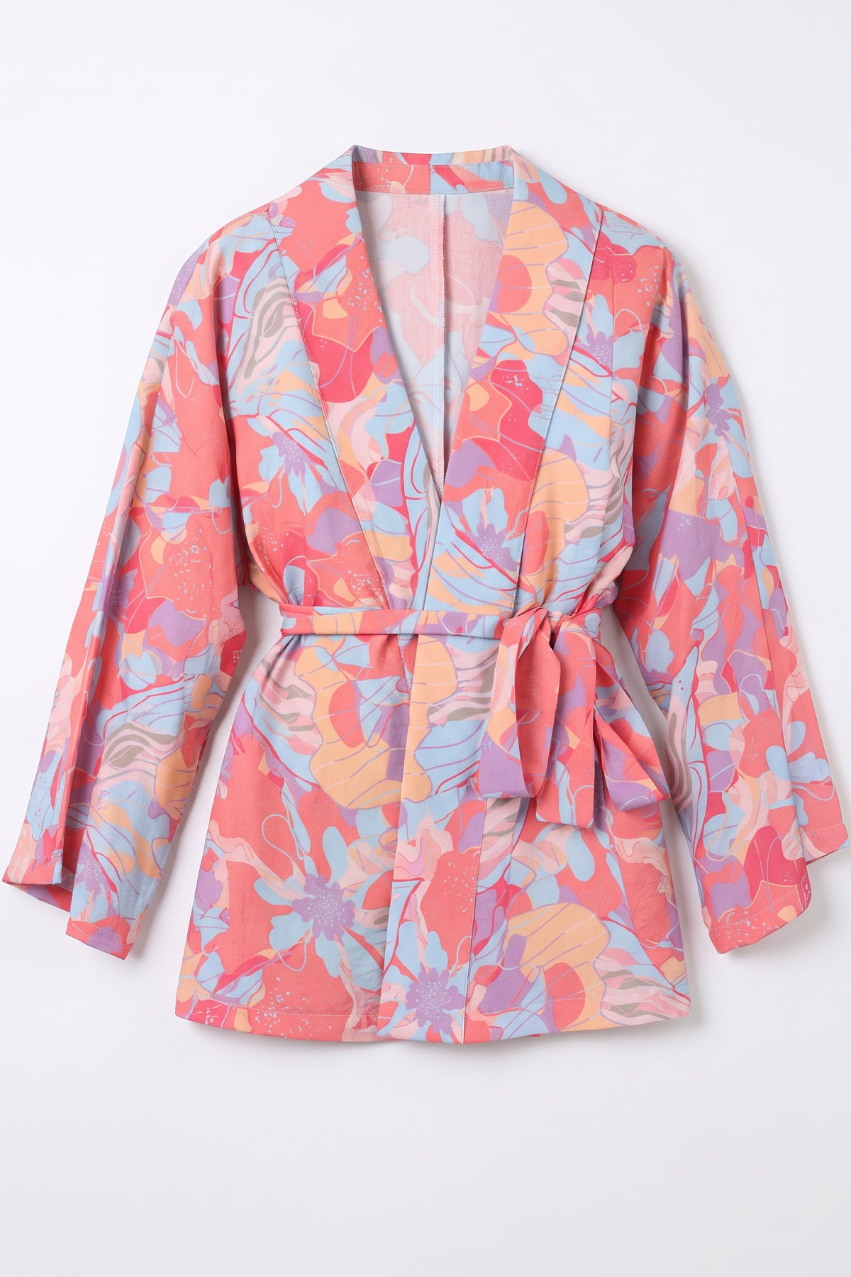 Çiçek Desenli Kimono Y0167 - PEMBE  |  