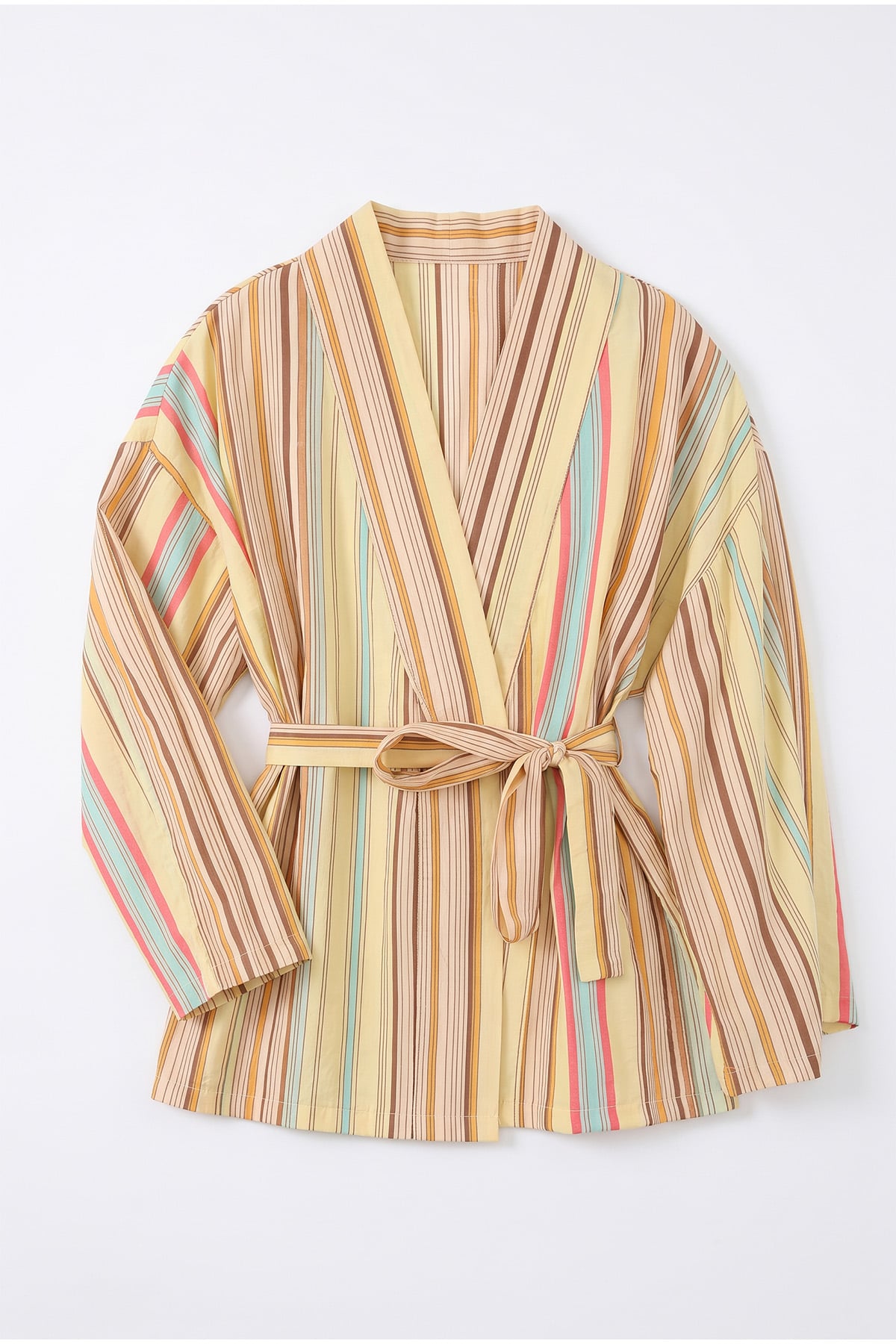 Çizgili Kimono Y0167 - SARI |  