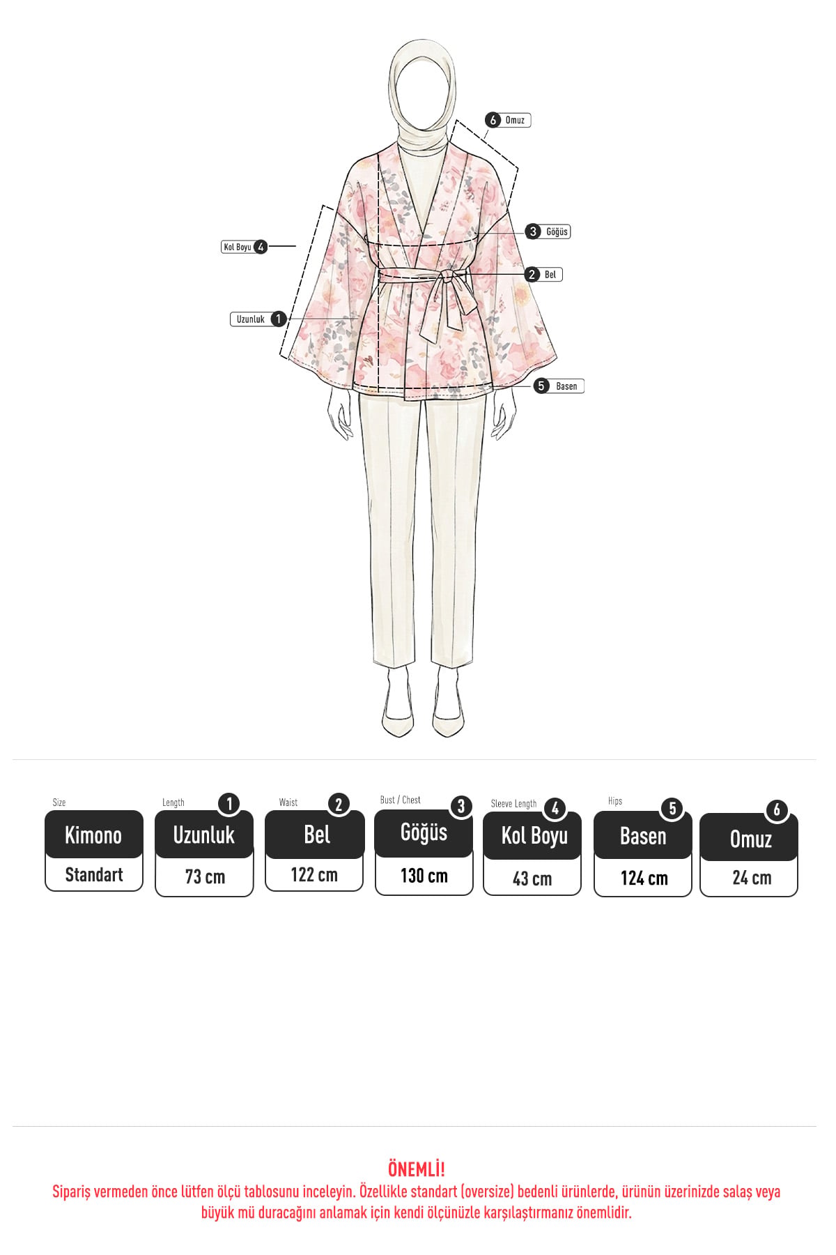Çiçek Desenli Kimono Y0167 - TURUNCU |  