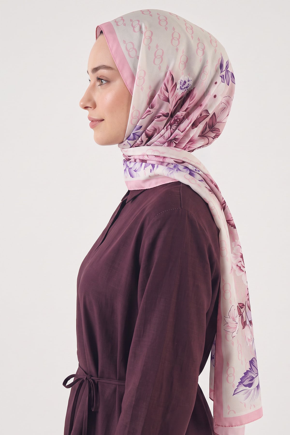  Çiçek Desenli  Aqua Soft Şal 4075 - PEMBE |  