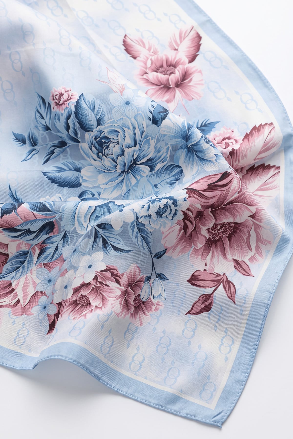  Çiçek Desenli  Aqua Soft Şal 4075 - BEBE MAVİSİ |  