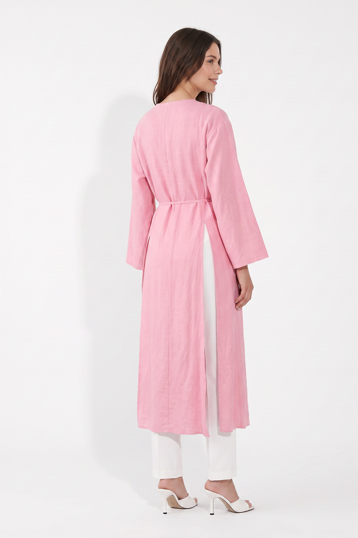 Yırtmaçlı Uzun Tunik Y0163 - PEMBE |  