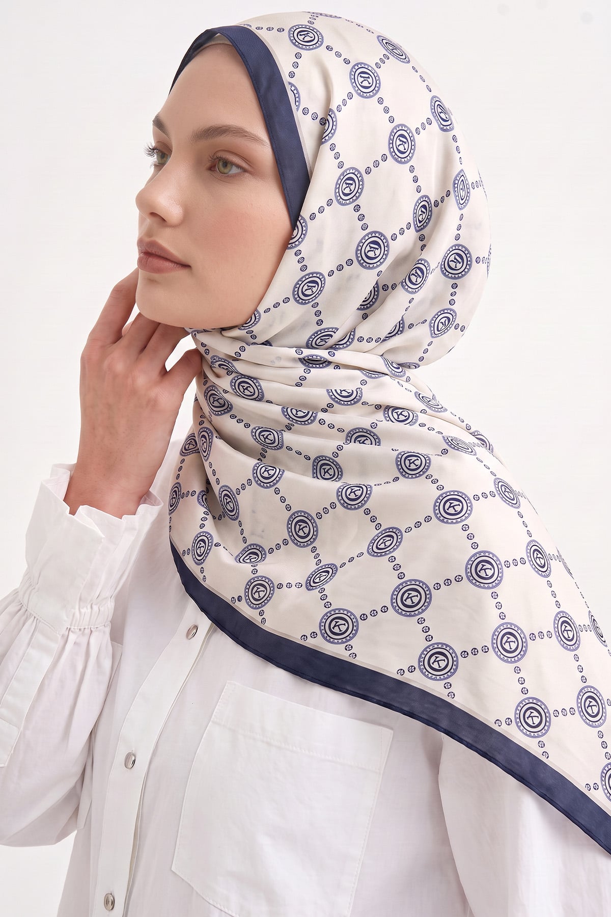 Elmas K Desenli Aqua Soft Şal 4077 - LACİVERT |  
