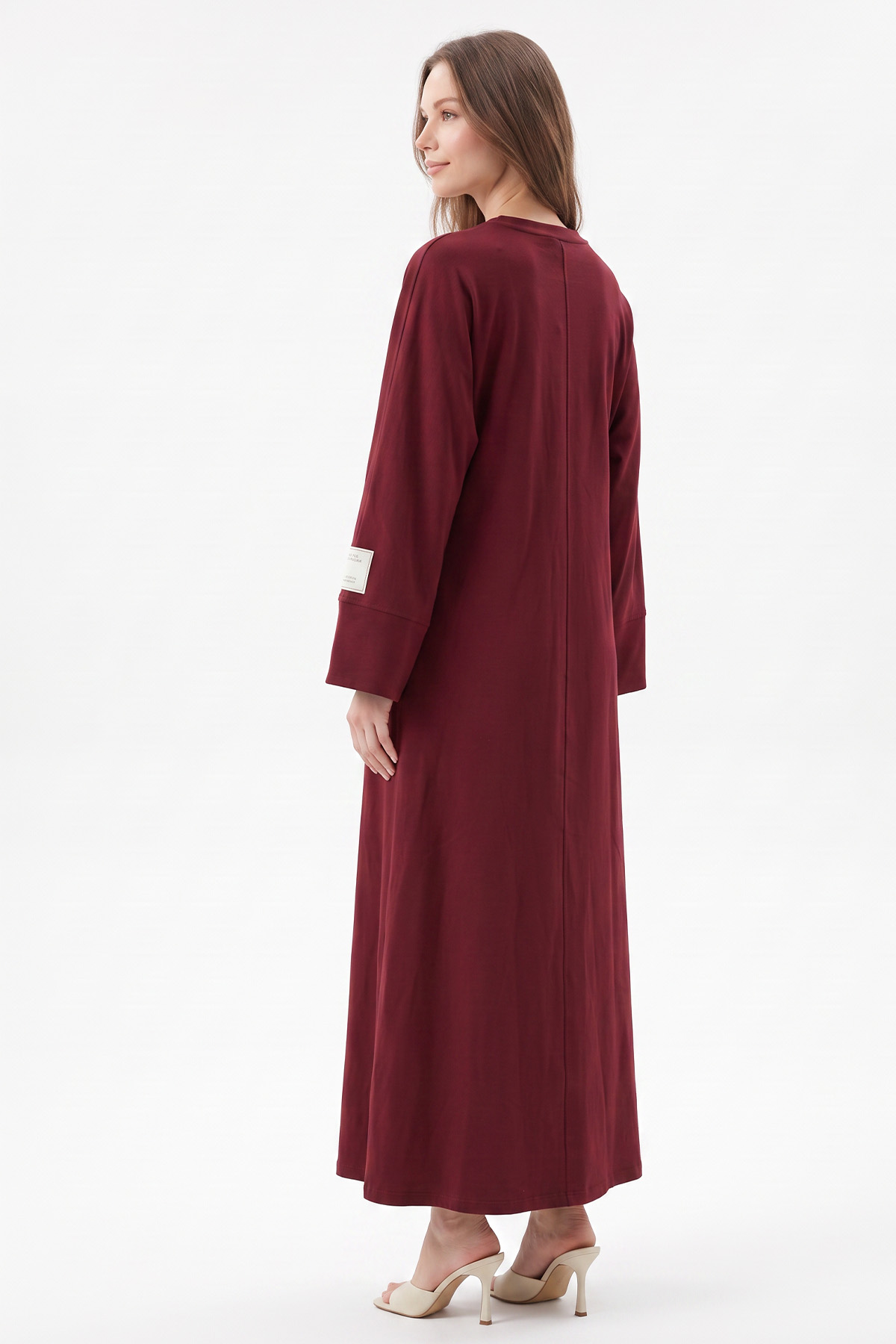 Kuşak Detaylı Elbise 0010-1 - BORDO | zenne.com 