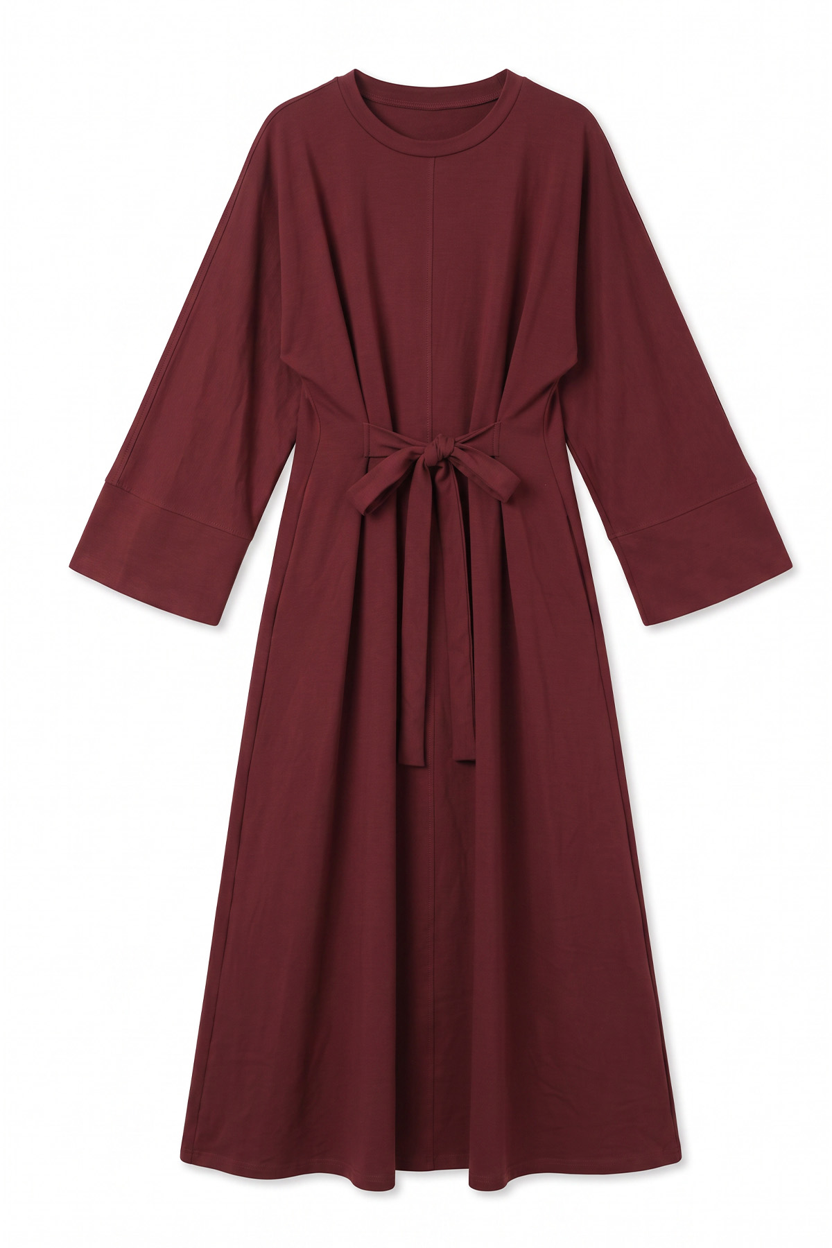 Kuşak Detaylı Elbise 0010-1 - BORDO | zenne.com 