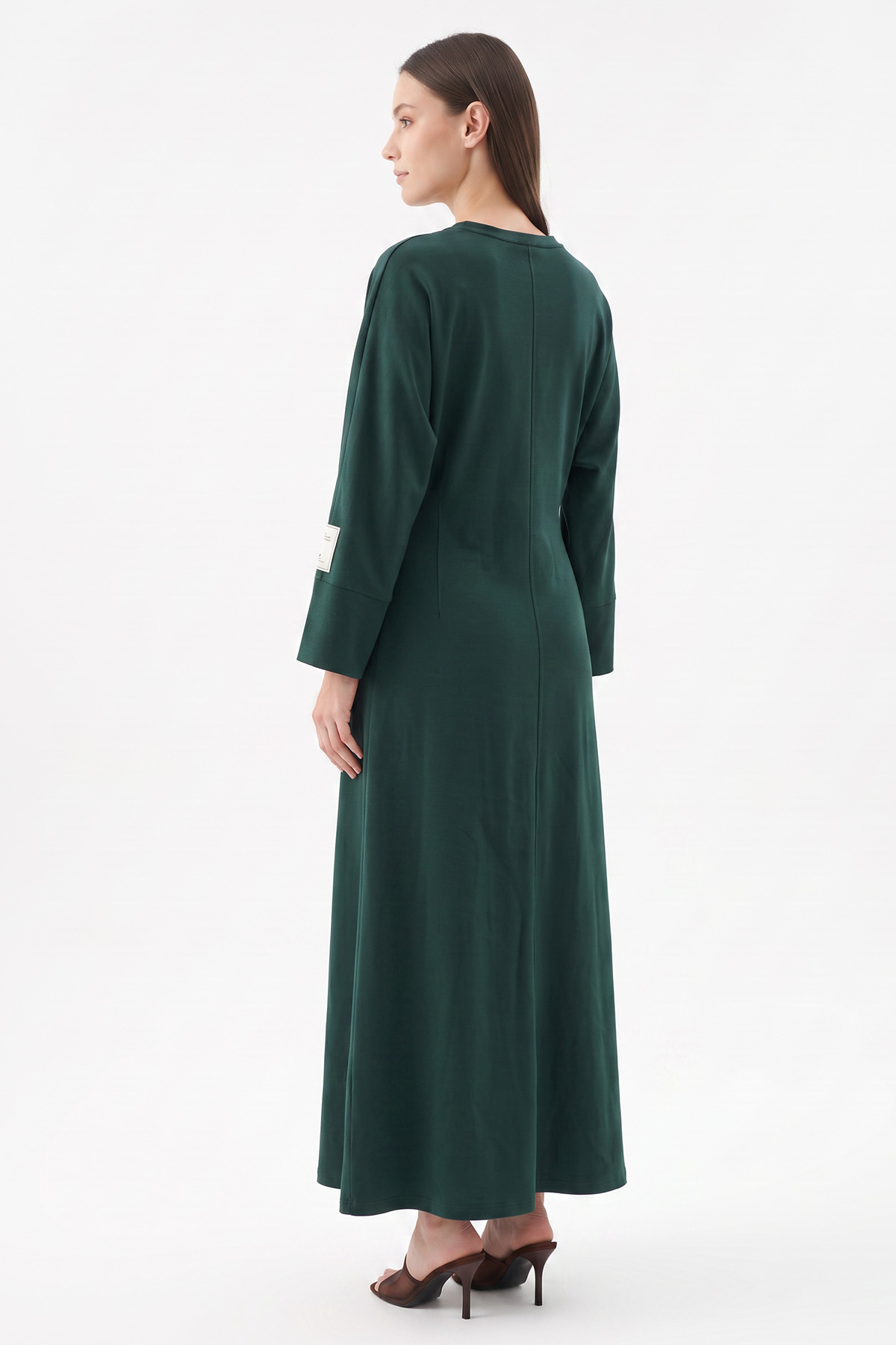 Kuşak Detaylı Elbise 0010-1 - ZÜMRÜT YEŞİLİ | zenne.com 