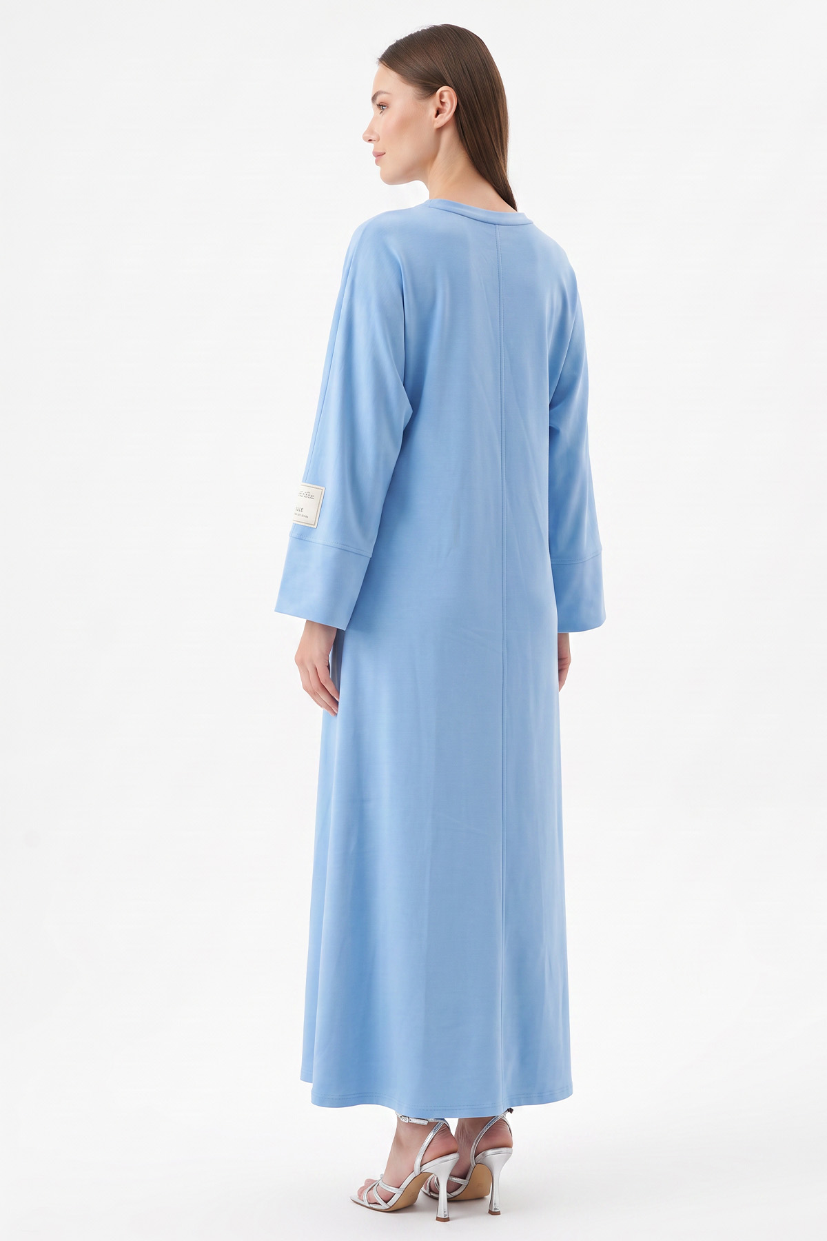 Kuşak Detaylı Elbise 0010-1 - BEBE MAVİSİ | zenne.com 