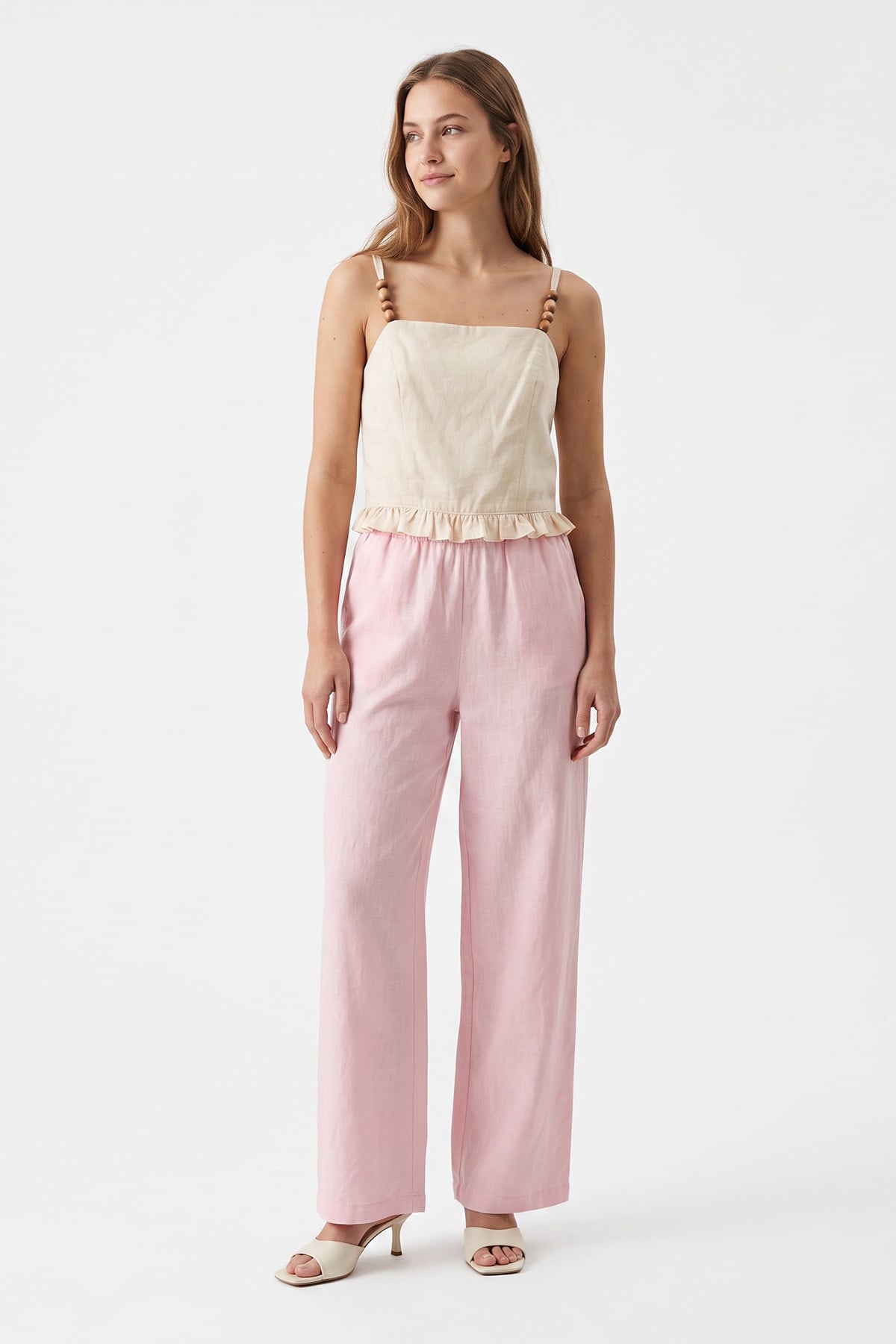 Keten Pantolon Y0155-1 - AÇIK PEMBE | zenne.com 
