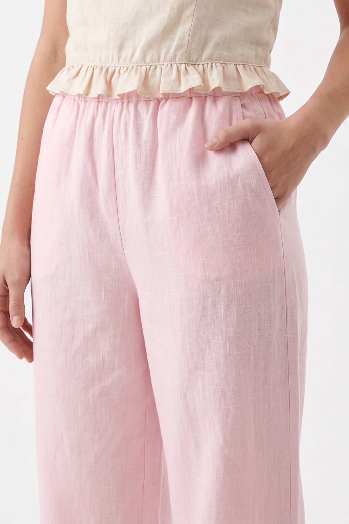 Keten Pantolon Y0155-1 - AÇIK PEMBE | zenne.com 