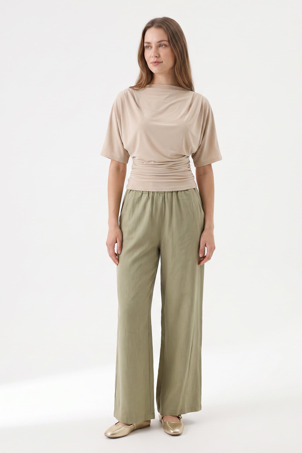 Keten Pantolon Y0155-1 - HAKİ | zenne.com 