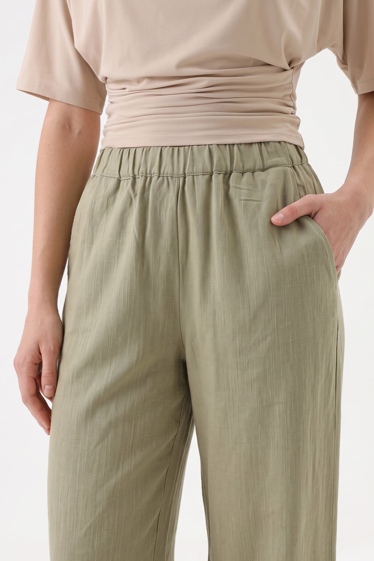 Keten Pantolon Y0155-1 - HAKİ | zenne.com 