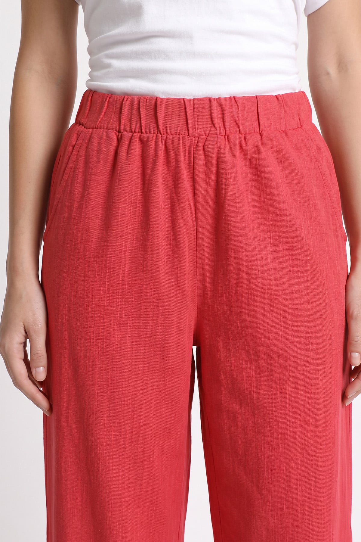 Keten Pantolon Y0155-1 - KIRMIZI | zenne.com 