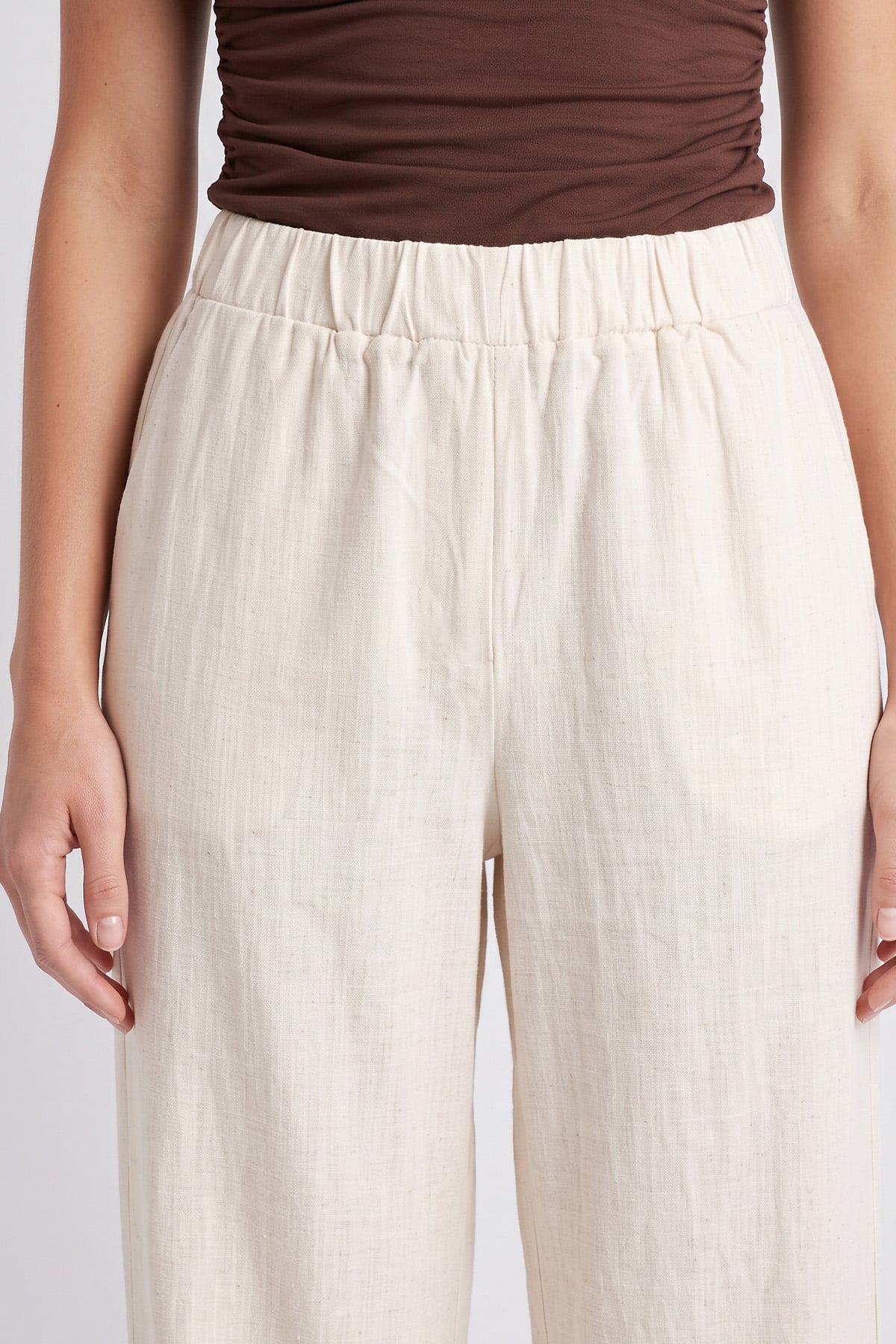 Keten Pantolon Y0155-1 - EKRU | zenne.com 