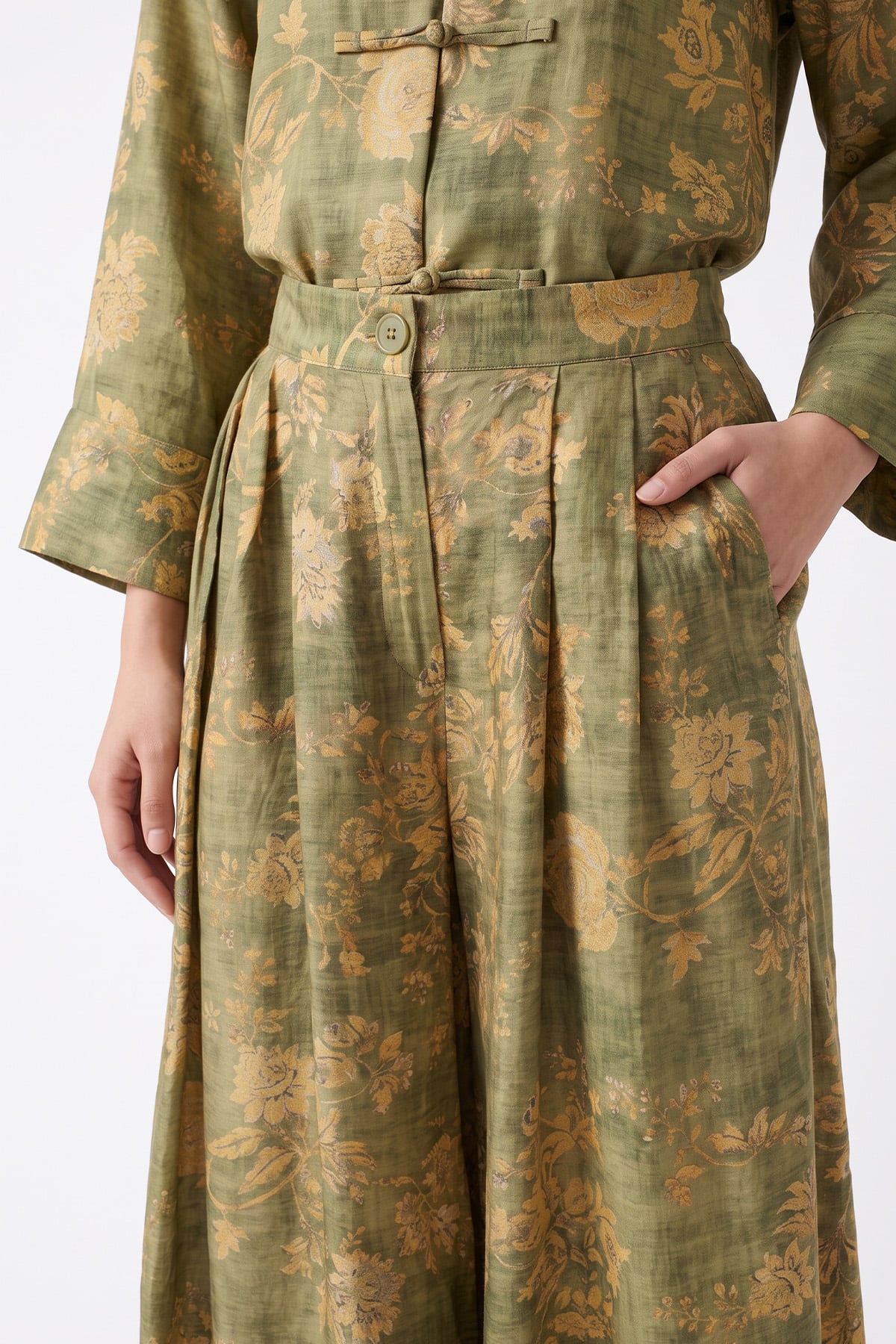 Desenli Kimono Takım 262315 - YEŞİL | zenne.com 