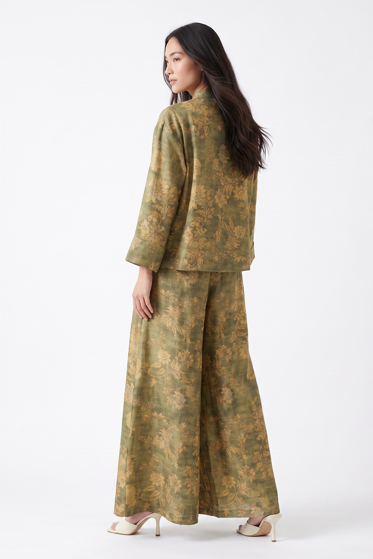 Desenli Kimono Takım 262315 - YEŞİL | zenne.com 