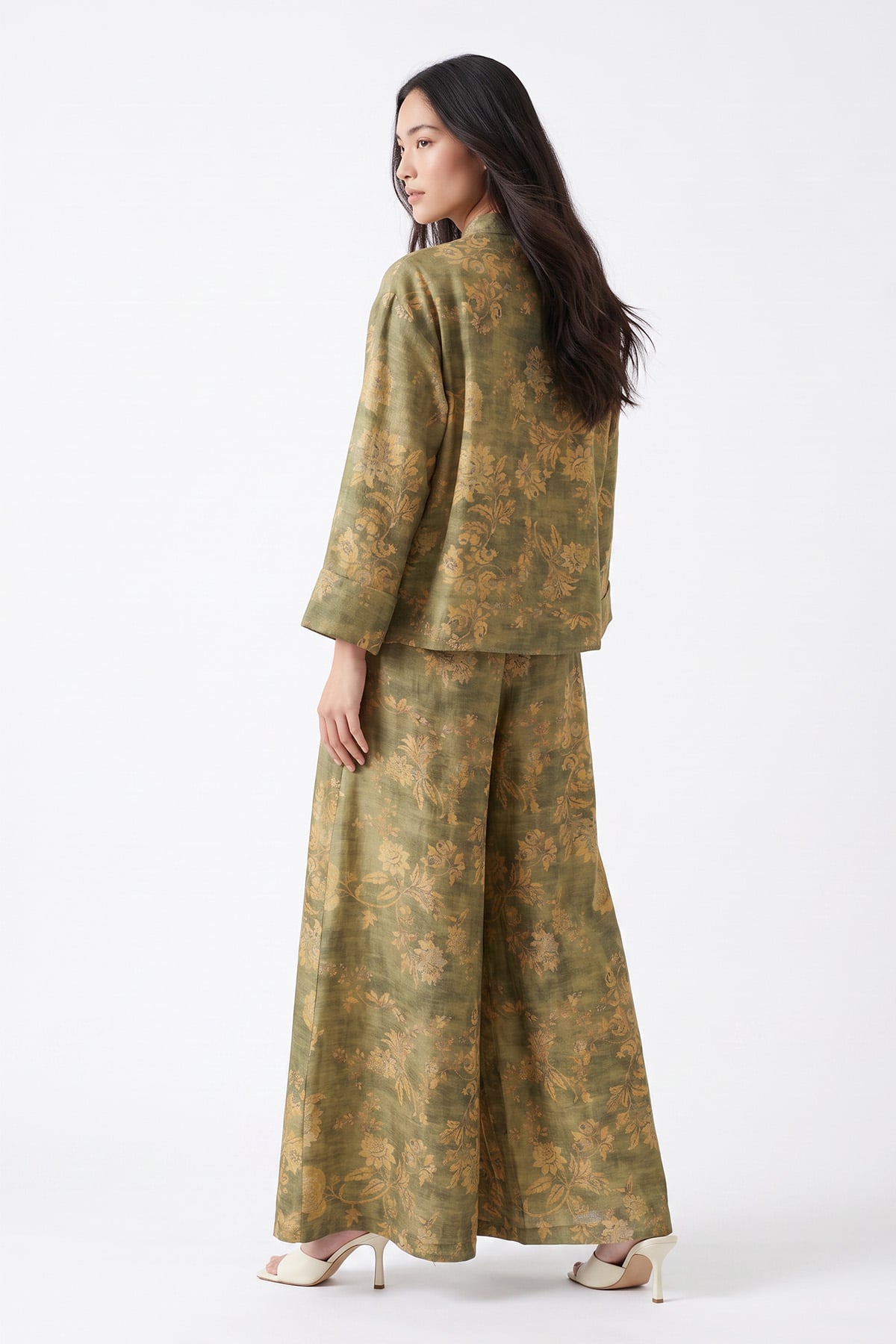 Desenli Kimono Takım 262315 - YEŞİL | zenne.com 