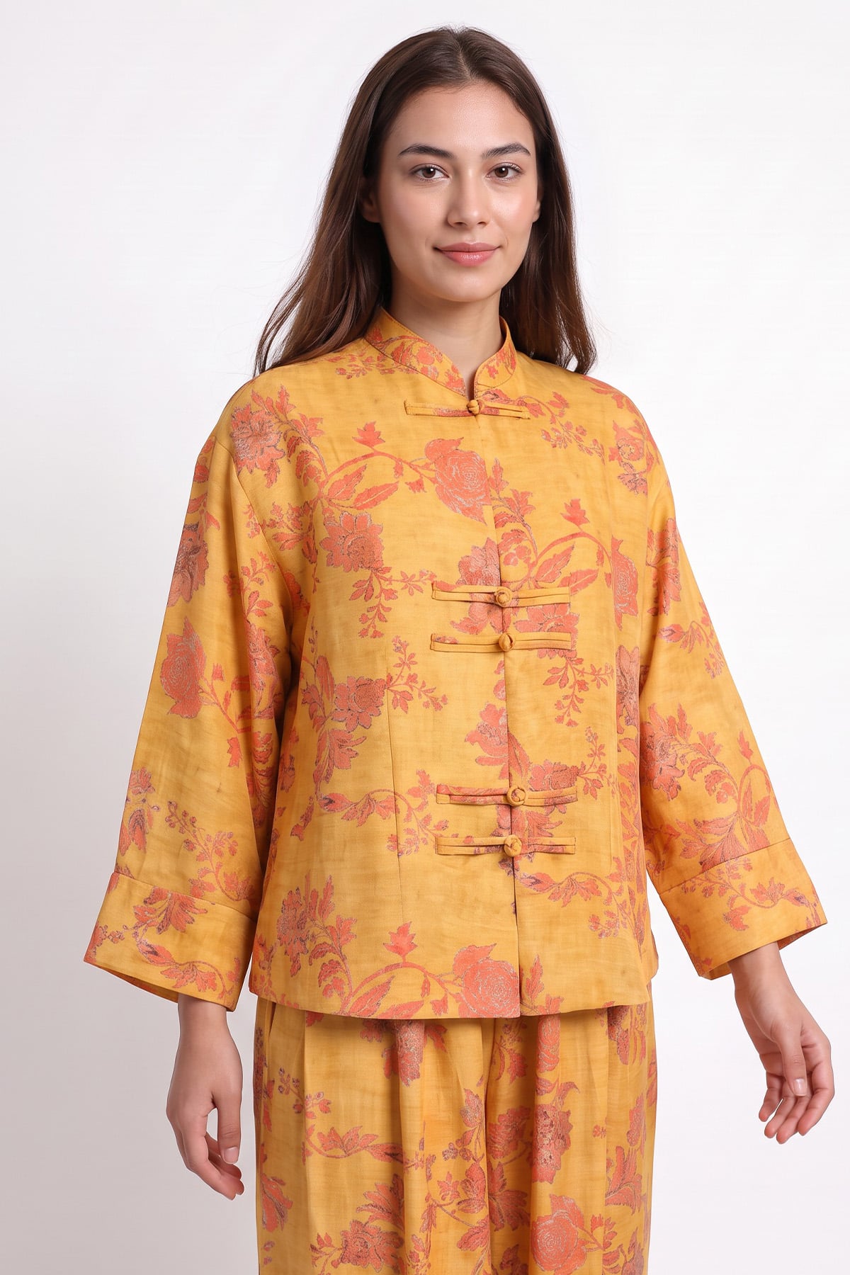 Desenli Kimono Takım 262315 - TURUNCU  | zenne.com 