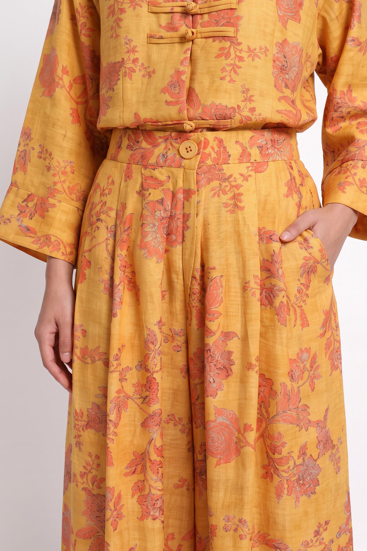 Desenli Kimono Takım 262315 - TURUNCU  | zenne.com 