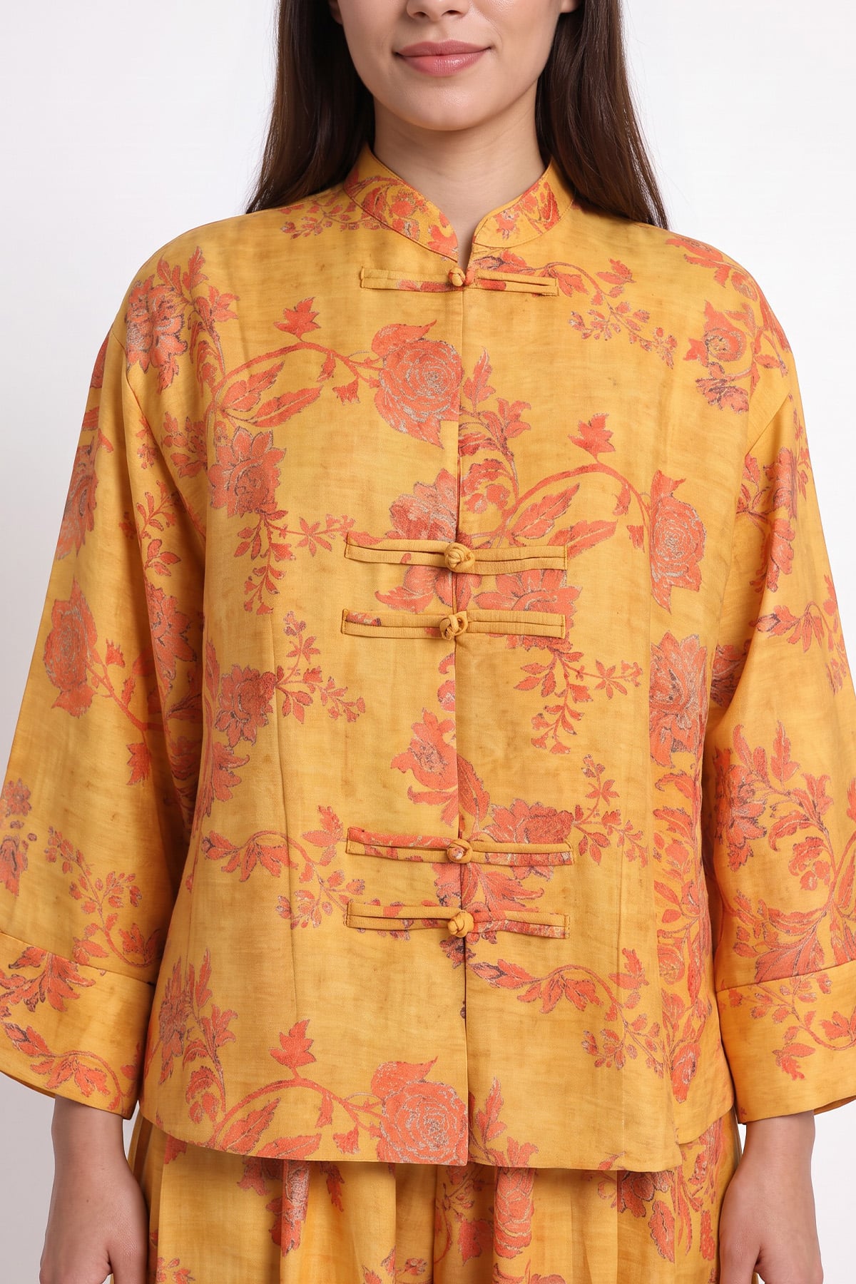 Desenli Kimono Takım 262315 - TURUNCU  | zenne.com 