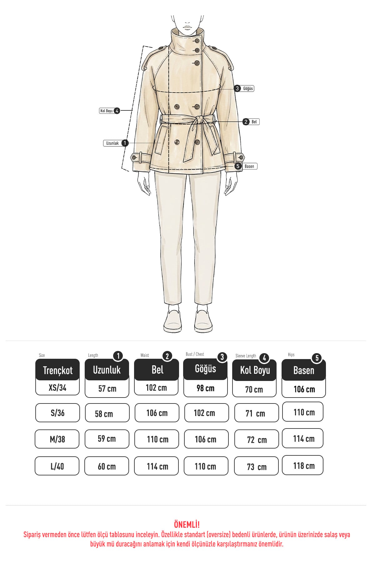 Dik Yaka  Kemerli Trençkot 262155 - SİYAH | zenne.com 