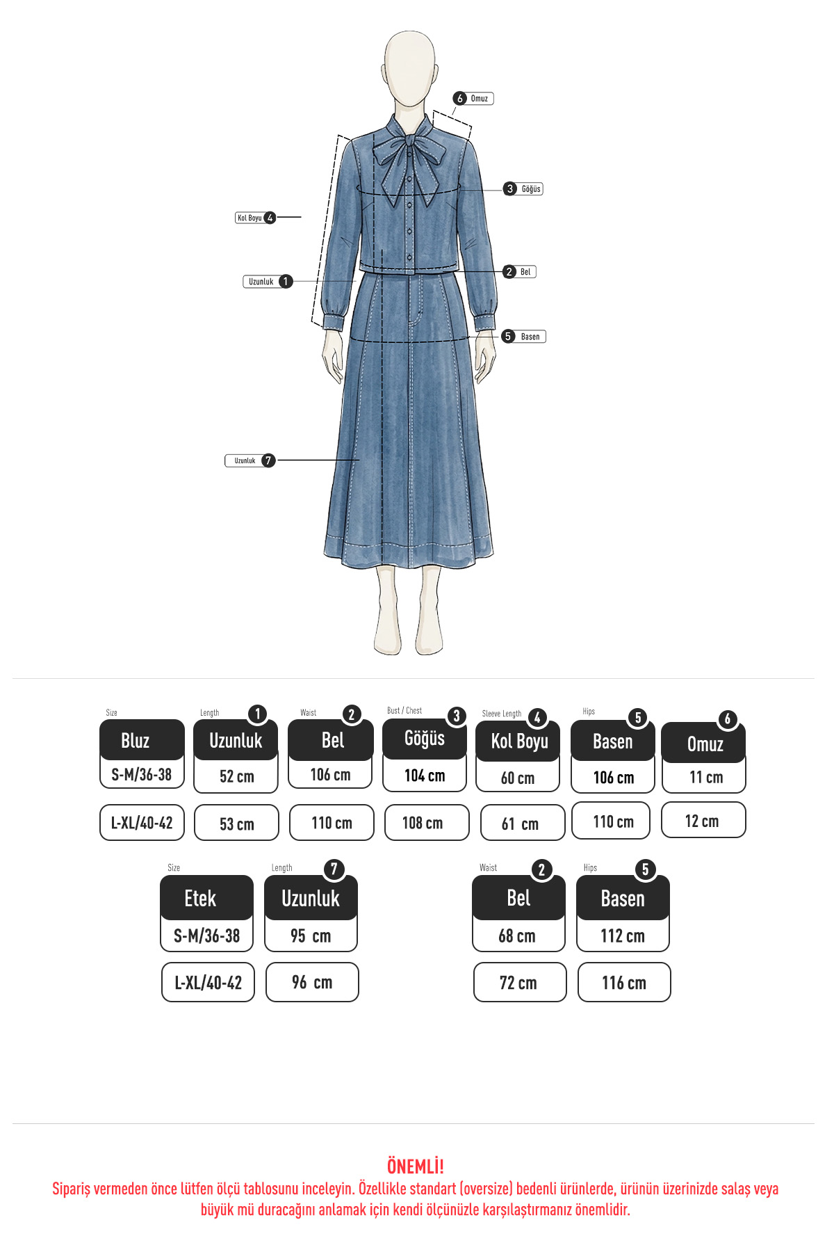 Fiyonk Detaylı Etekli Kot Takım 0303 - MAVİ | zenne.com 