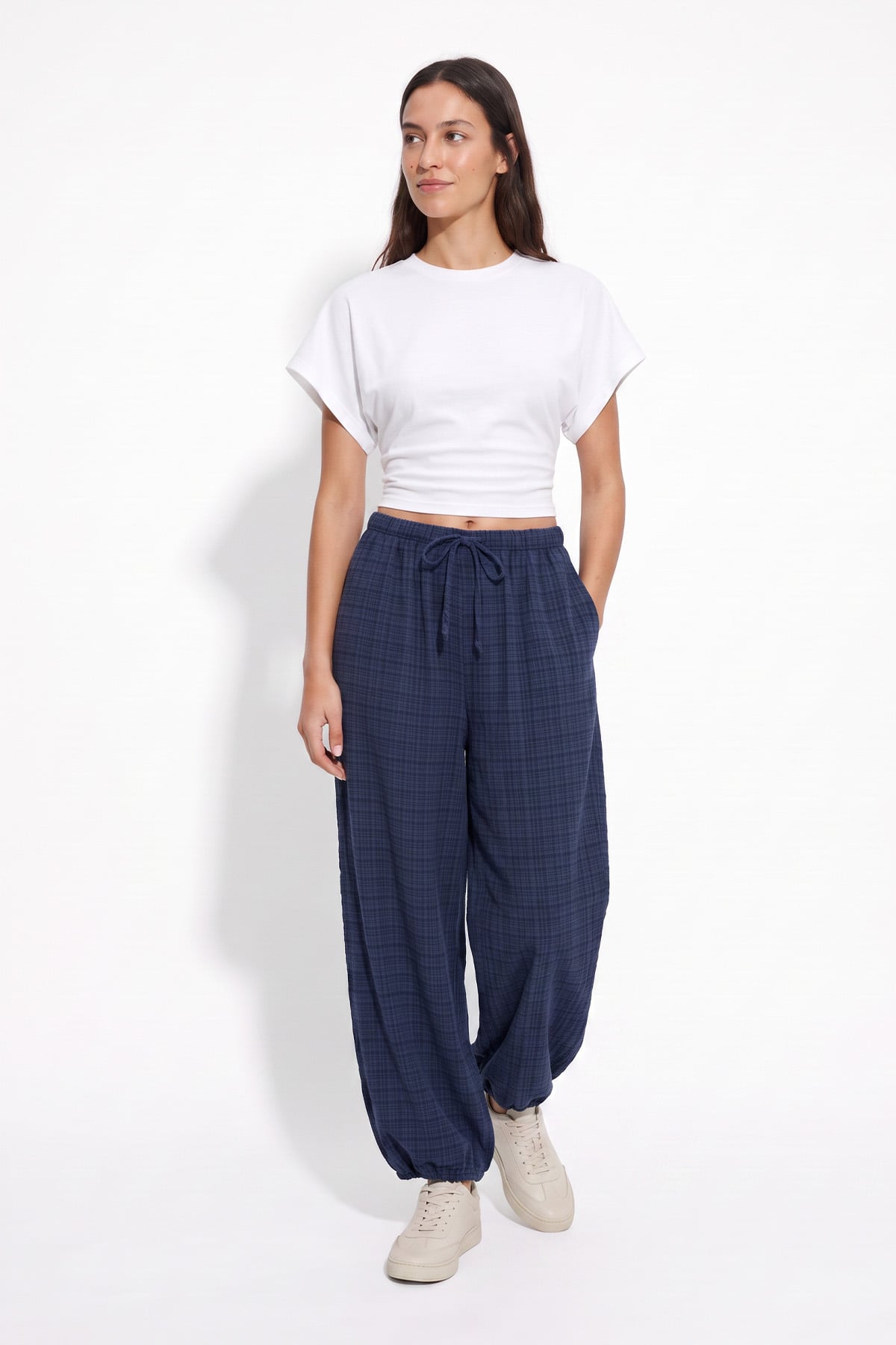 Ekose Şalvar Pantolon 262275 - LACİVERT | zenne.com 