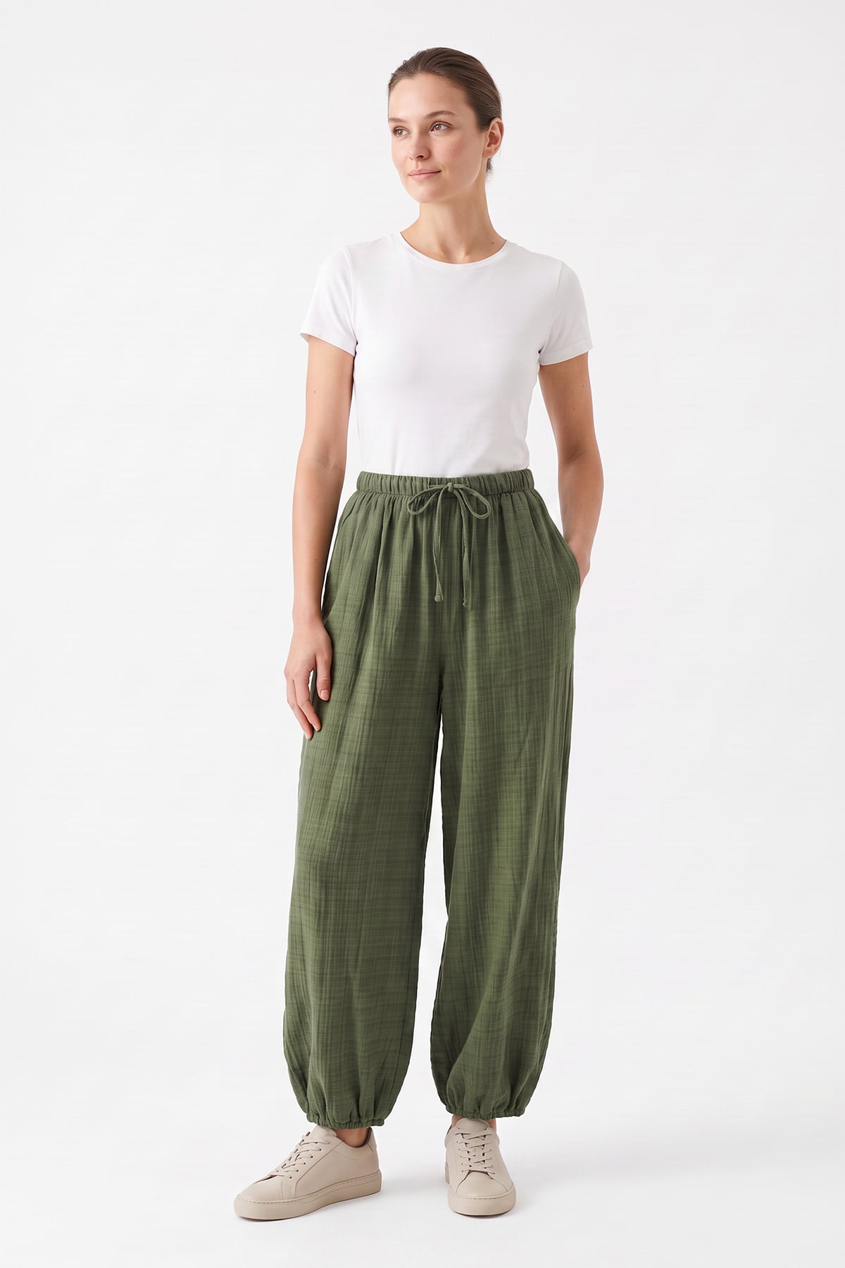 Ekose Şalvar Pantolon 262275 - HAKİ | zenne.com 