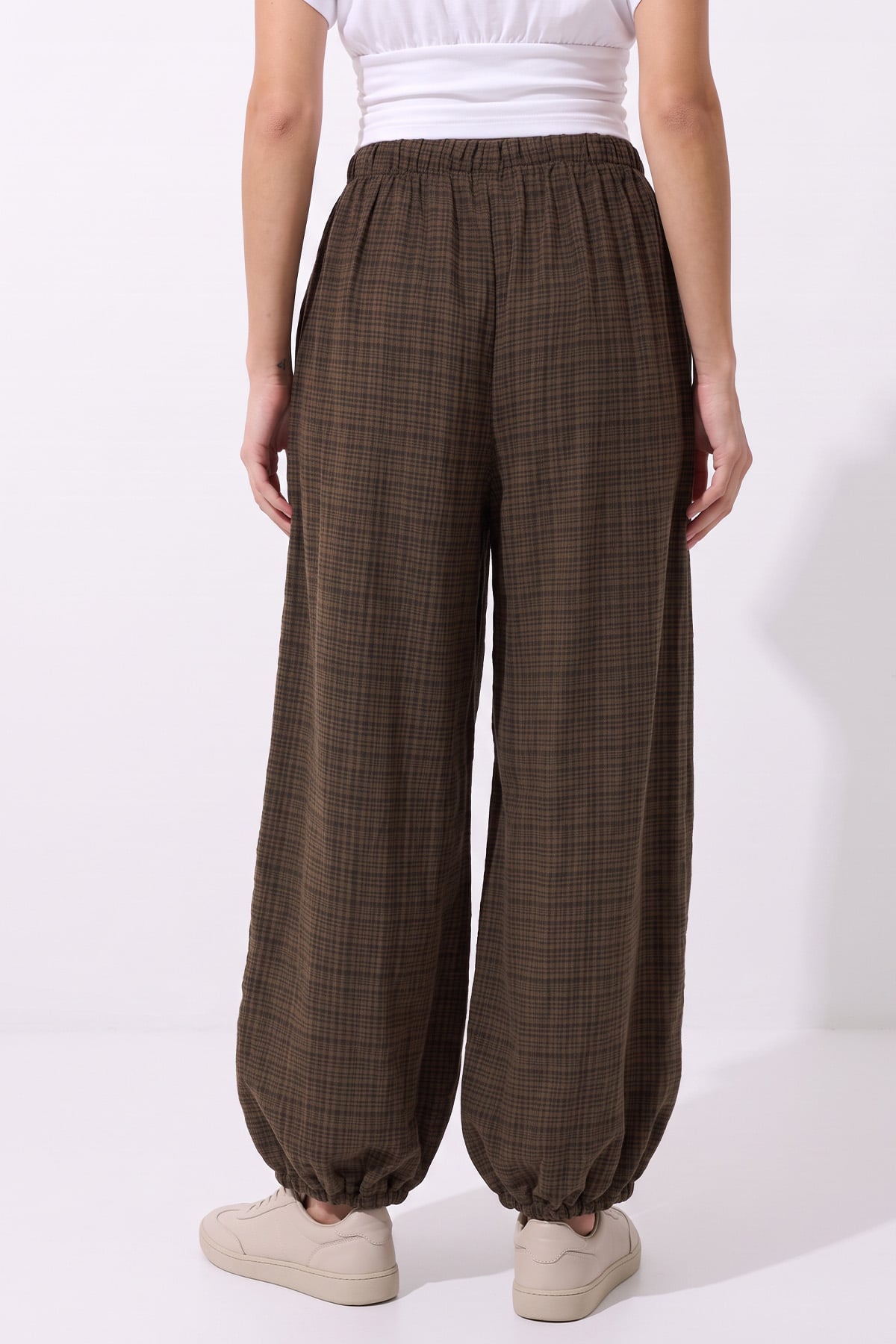 Ekose Şalvar Pantolon 262275 - KAHVE | zenne.com 